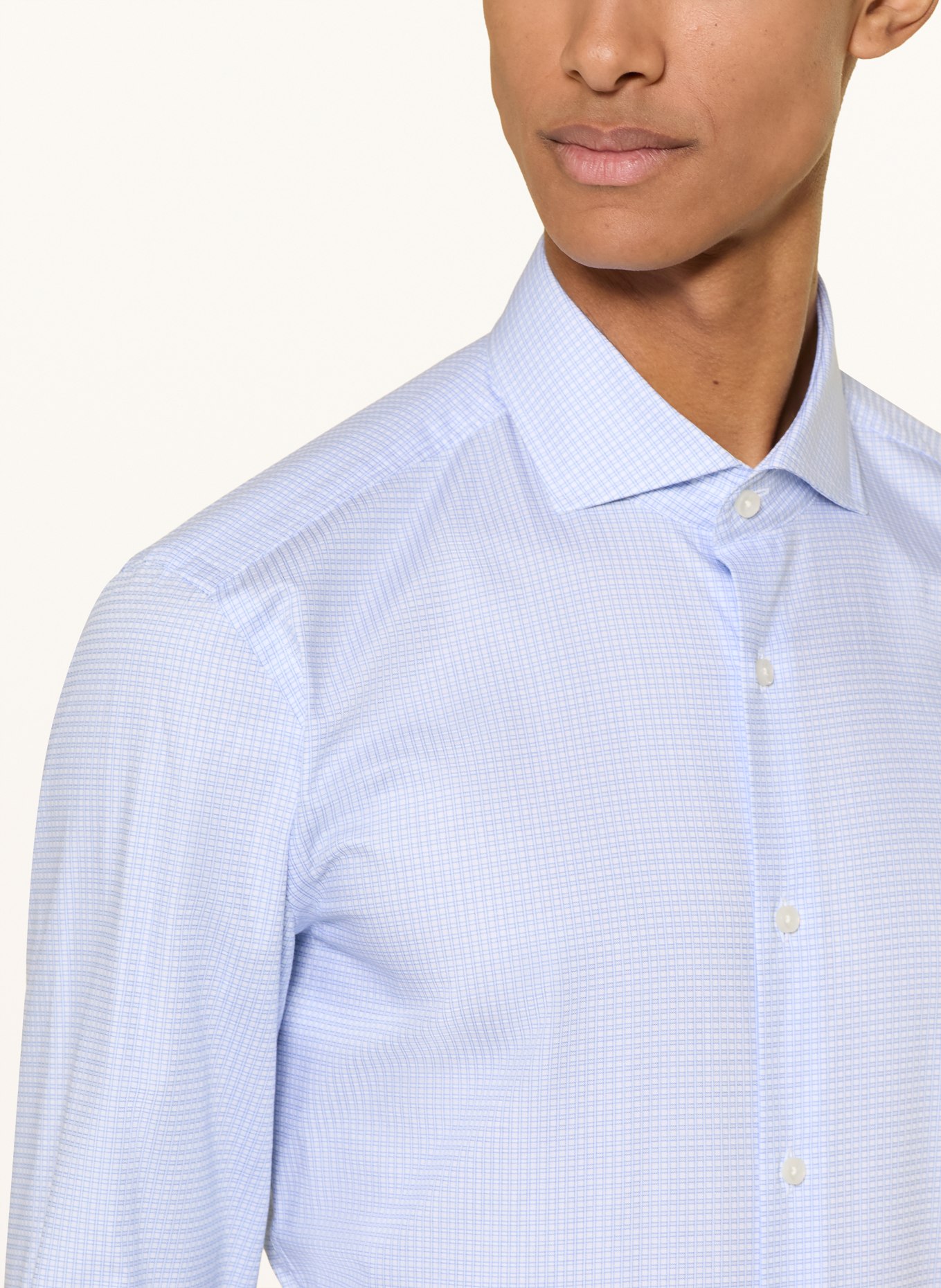 BOSS Overhemd HANK Slim Fit: BLAUW / WIT