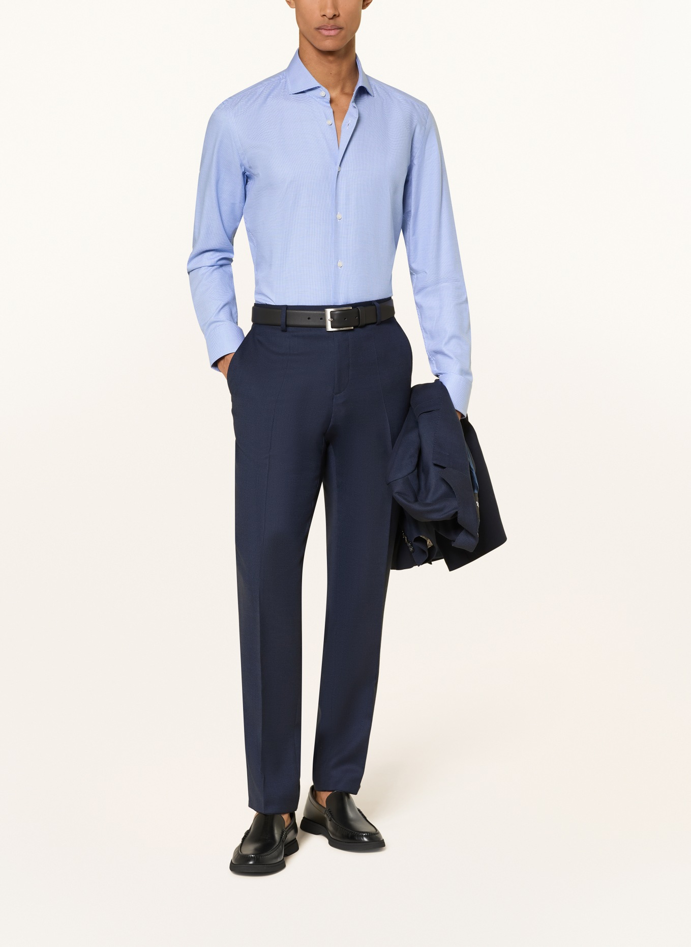 BOSS Overhemd HANK Slim Fit: BLAUW / WIT