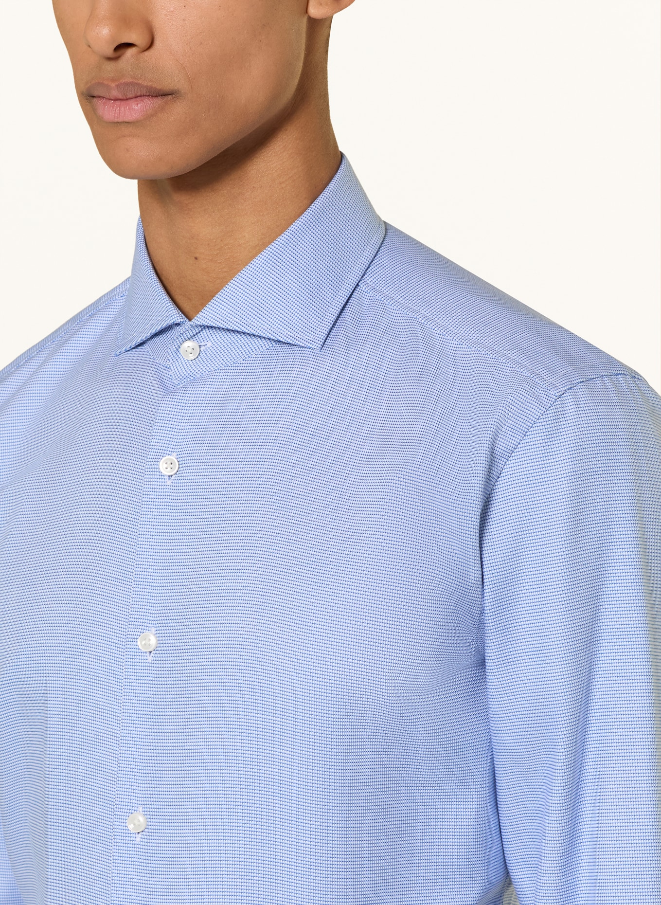 BOSS Overhemd HANK Slim Fit: BLAUW / WIT