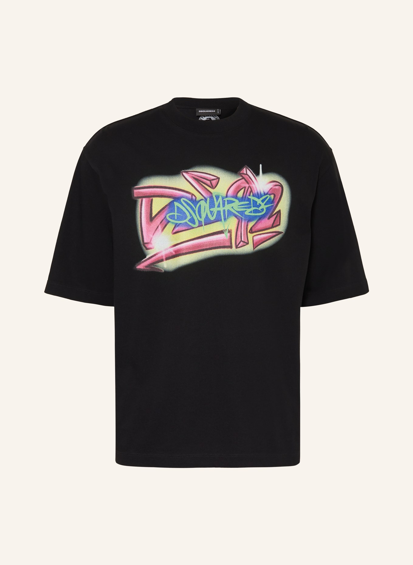 DSQUARED2 T-Shirt: SCHWARZ / ROSA / HELLGRÜN