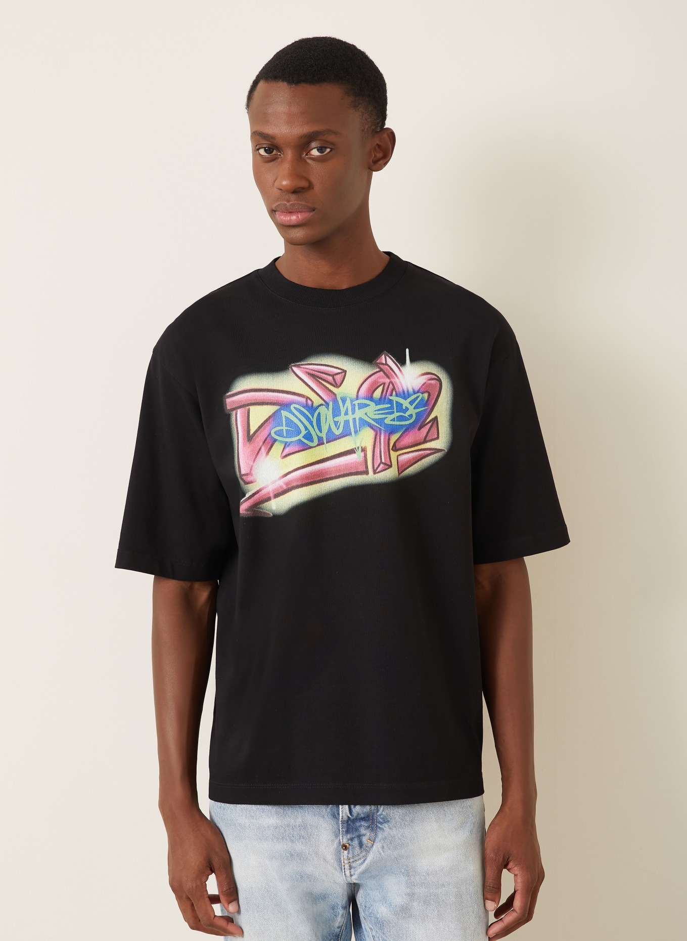 DSQUARED2 T-Shirt: SCHWARZ / ROSA / HELLGRÜN