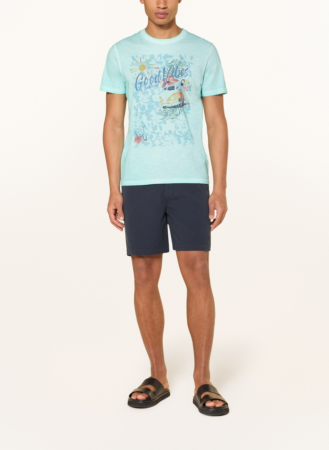 RAGMAN T-shirt: TURQUOISE / DONKERORANJE / BLAUW