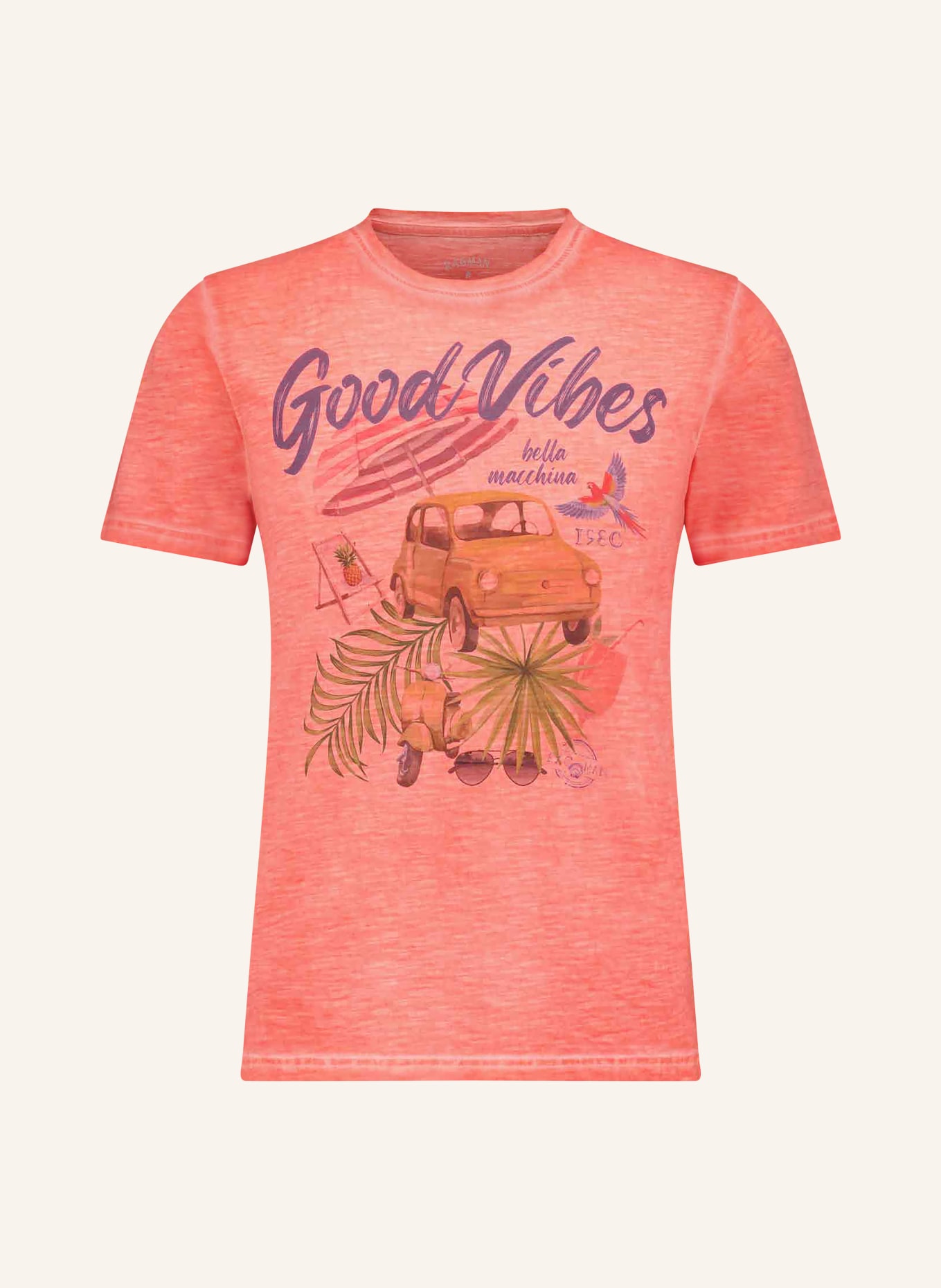 RAGMAN T-shirt: LICHTROOD / GROEN / DONKERBLAUW