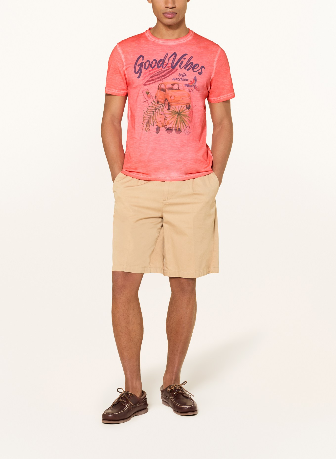 RAGMAN T-shirt: LICHTROOD / GROEN / DONKERBLAUW