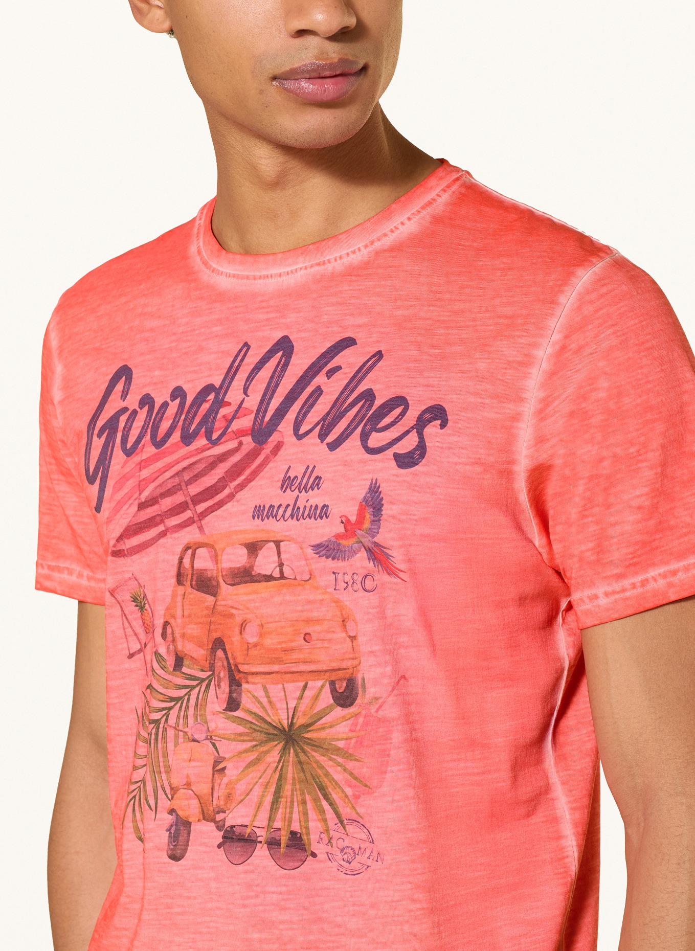 RAGMAN T-shirt: LICHTROOD / GROEN / DONKERBLAUW