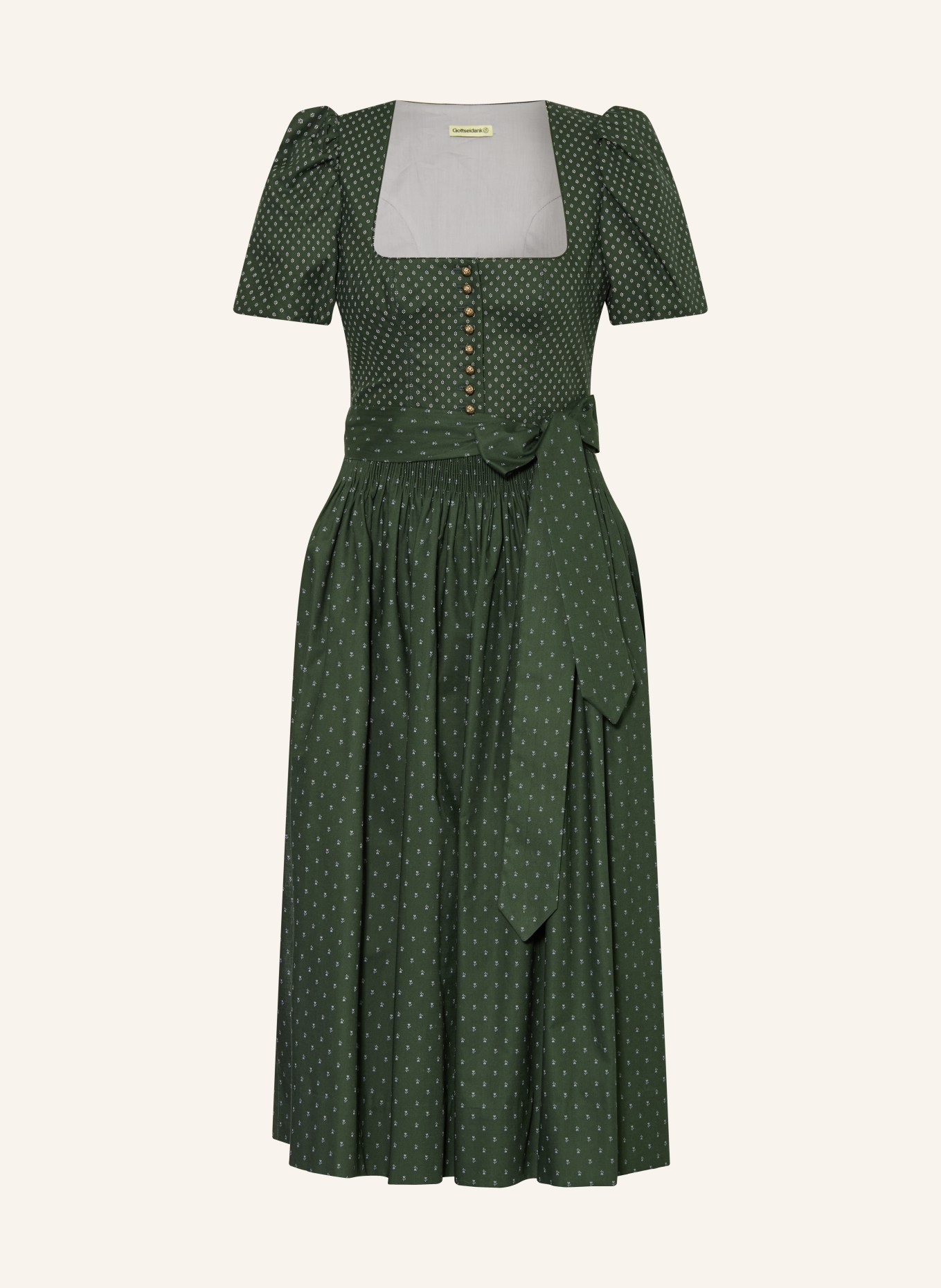 Gottseidank Dirndl MARGRET: CIEMNOZIELONY / BIAŁY