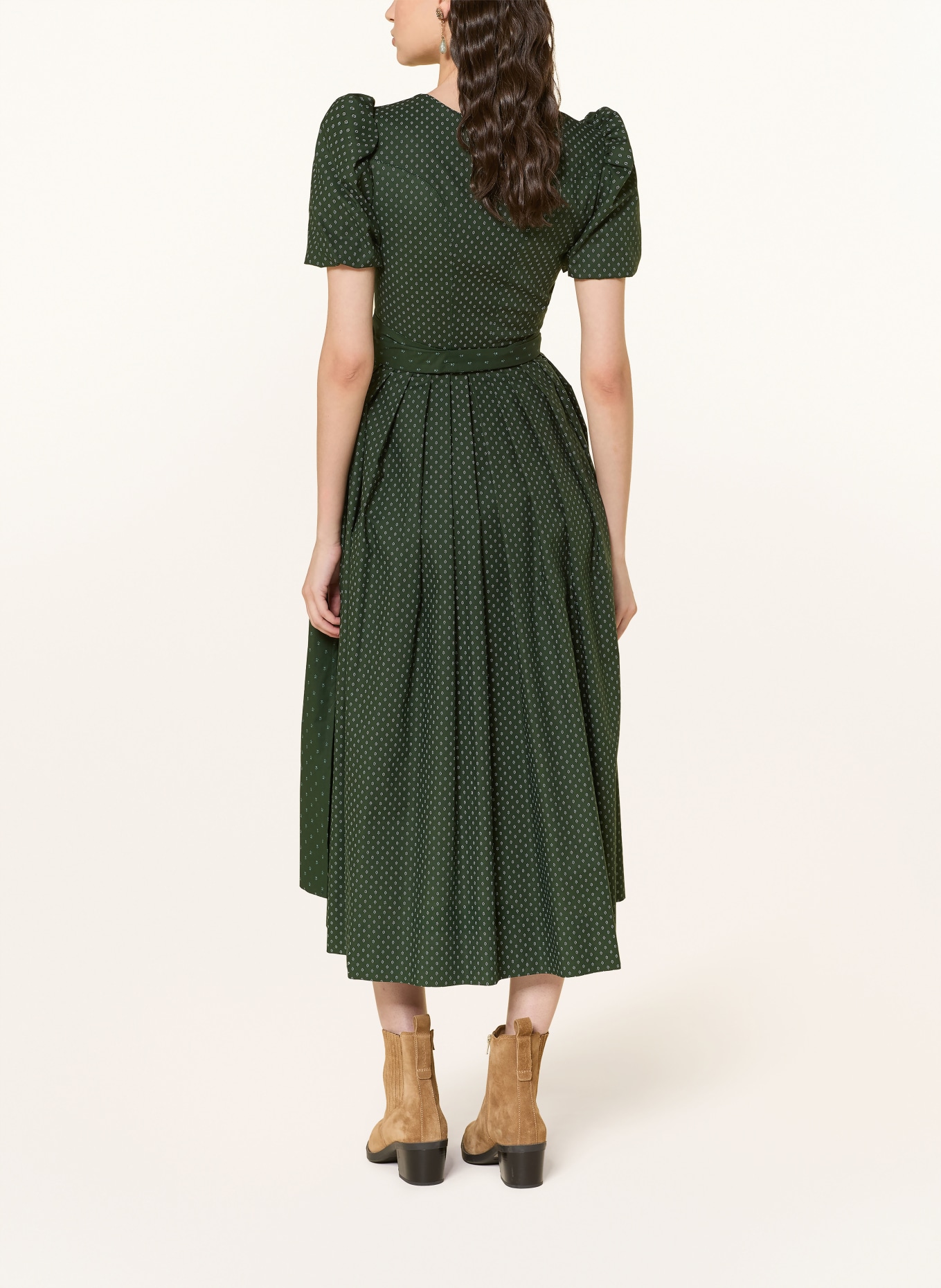 Gottseidank Dirndl MARGRET: CIEMNOZIELONY / BIAŁY