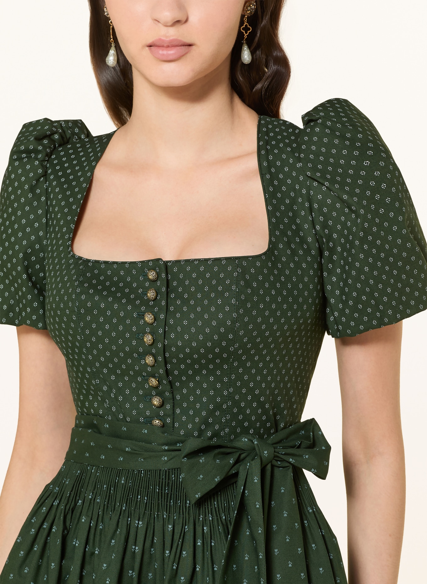 Gottseidank Dirndl MARGRET: CIEMNOZIELONY / BIAŁY