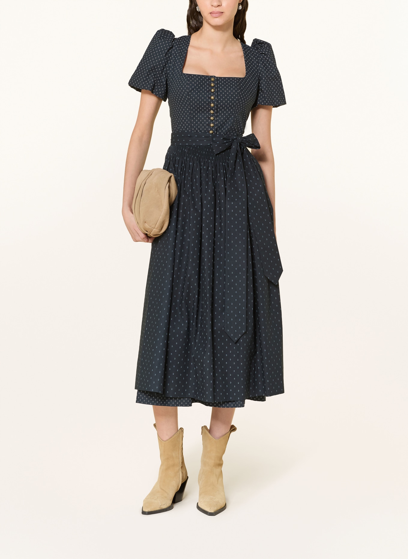 Gottseidank Dirndl MARGRET: GRANATOWY / SZARONIEBIESKI / BIAŁY