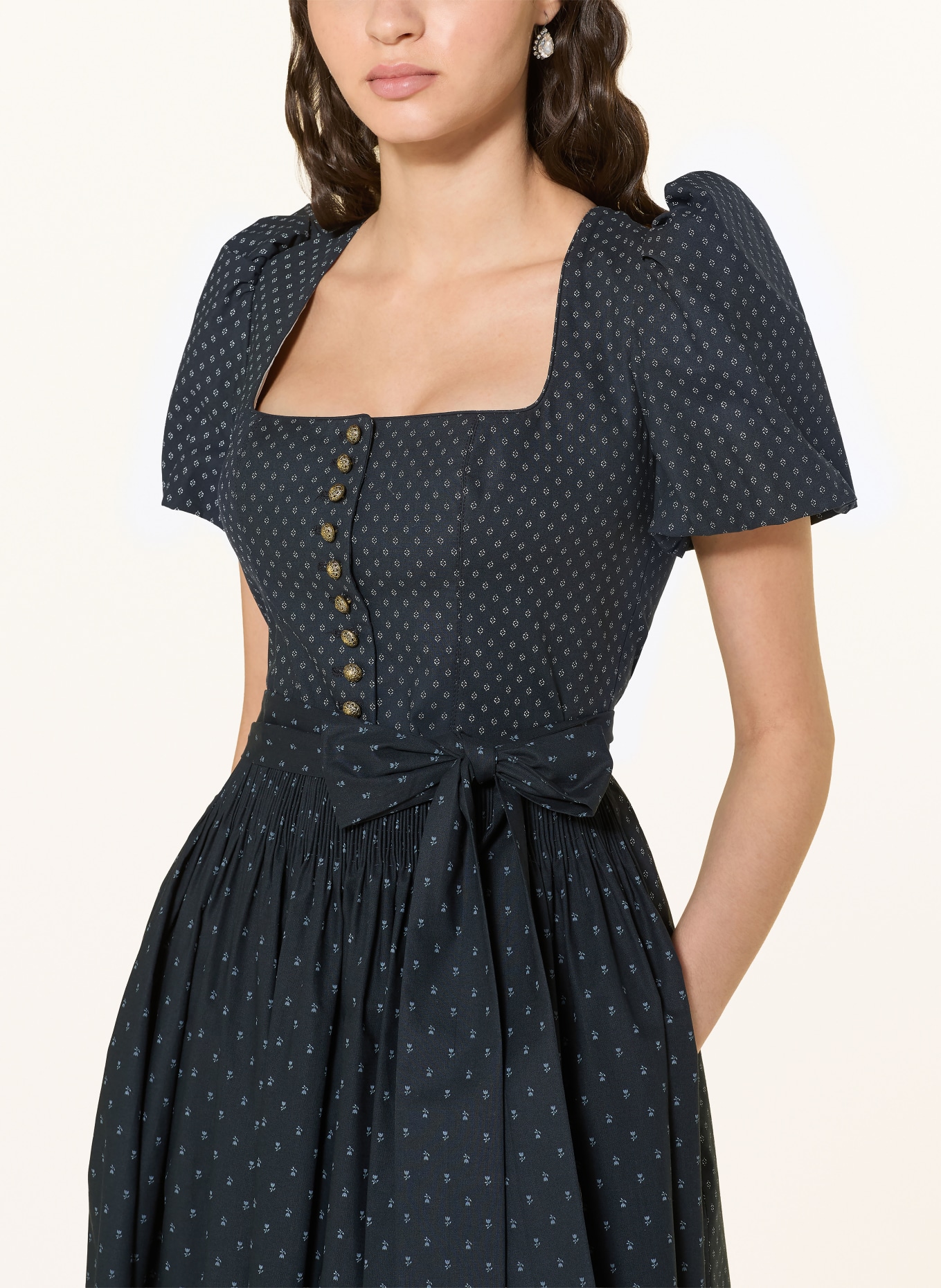 Gottseidank Dirndl MARGRET: GRANATOWY / SZARONIEBIESKI / BIAŁY