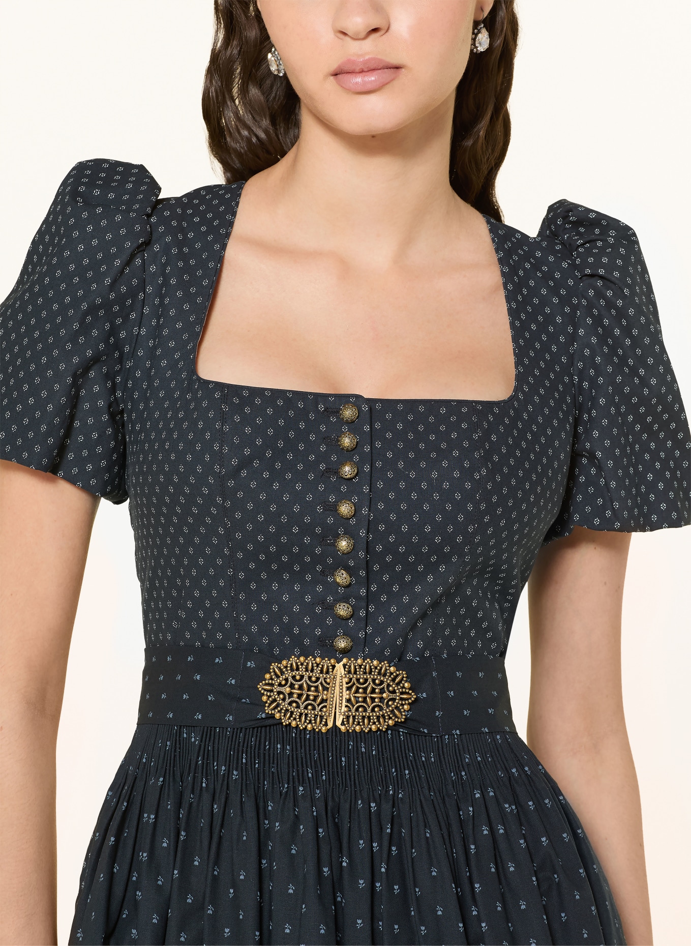 Gottseidank Dirndl MARGRET: GRANATOWY / SZARONIEBIESKI / BIAŁY