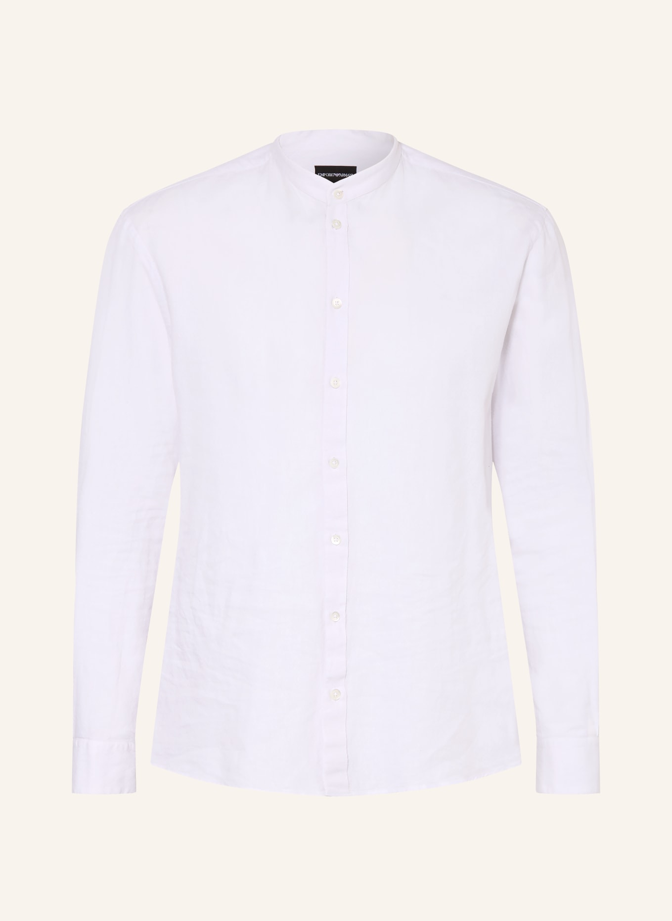 EMPORIO ARMANI Koszula GURU Comfort Fit z stójką i lnem: BIAŁY