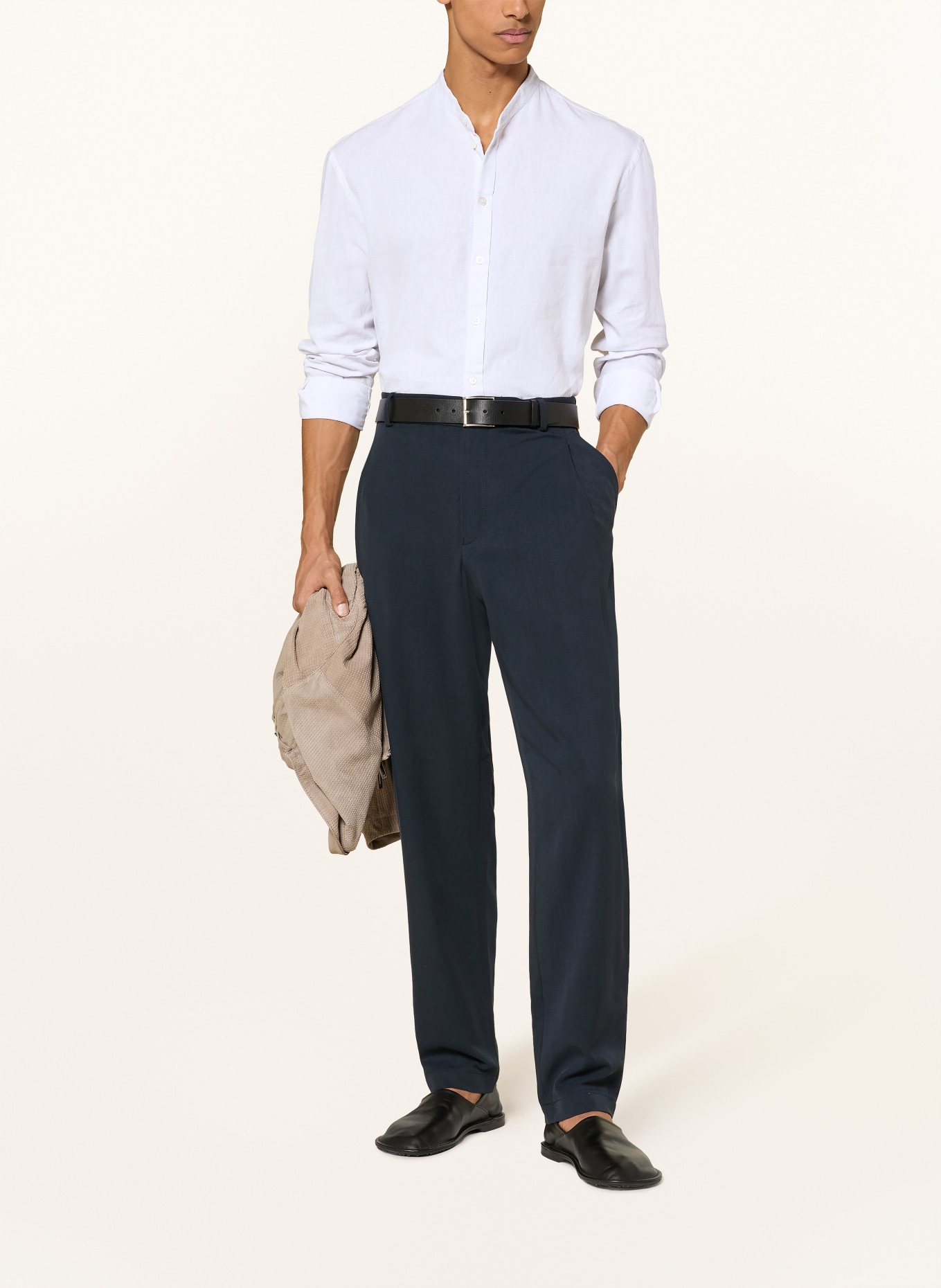 EMPORIO ARMANI Koszula GURU Comfort Fit z stójką i lnem: BIAŁY