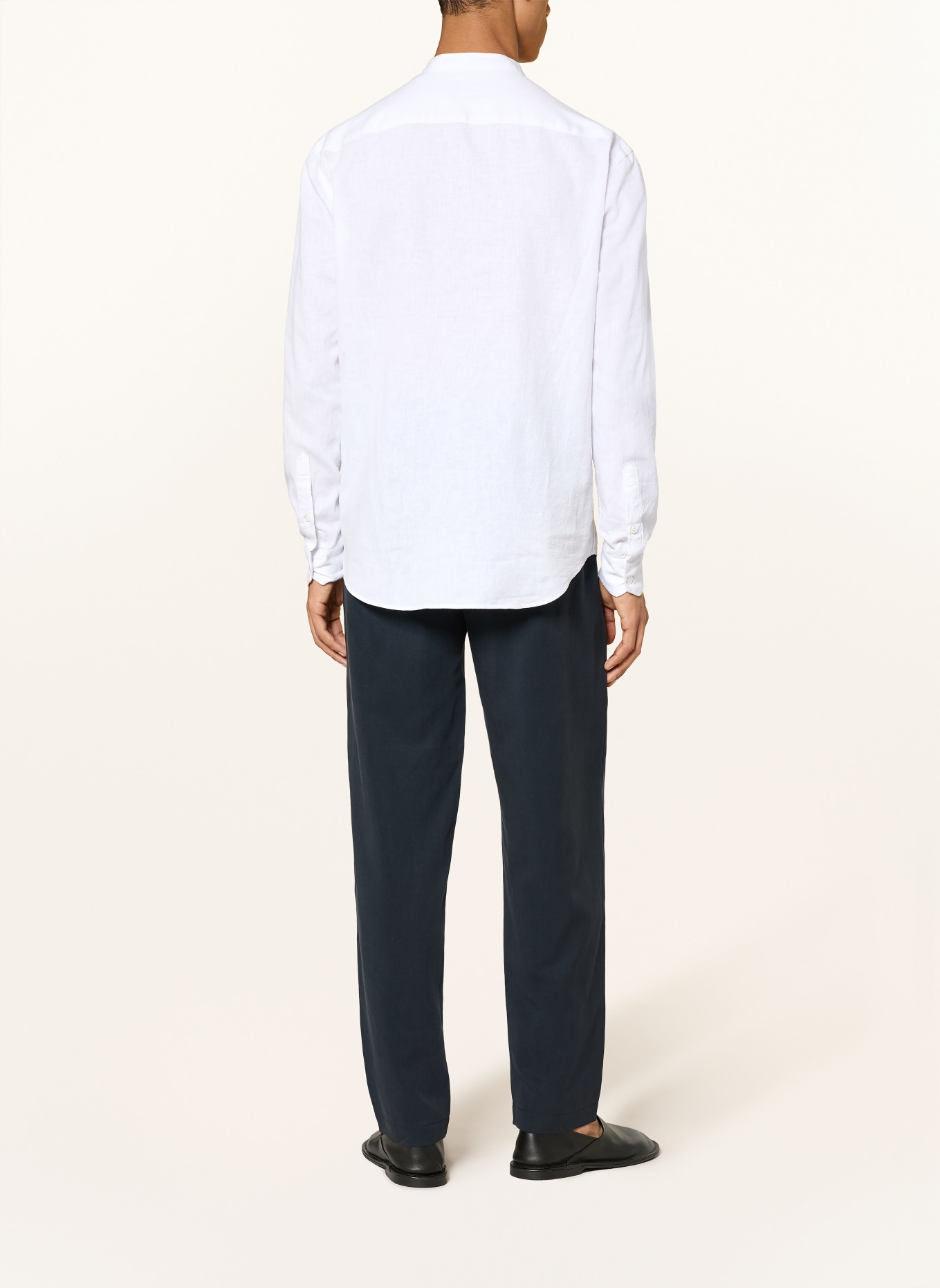 EMPORIO ARMANI Koszula GURU Comfort Fit z stójką i lnem: BIAŁY