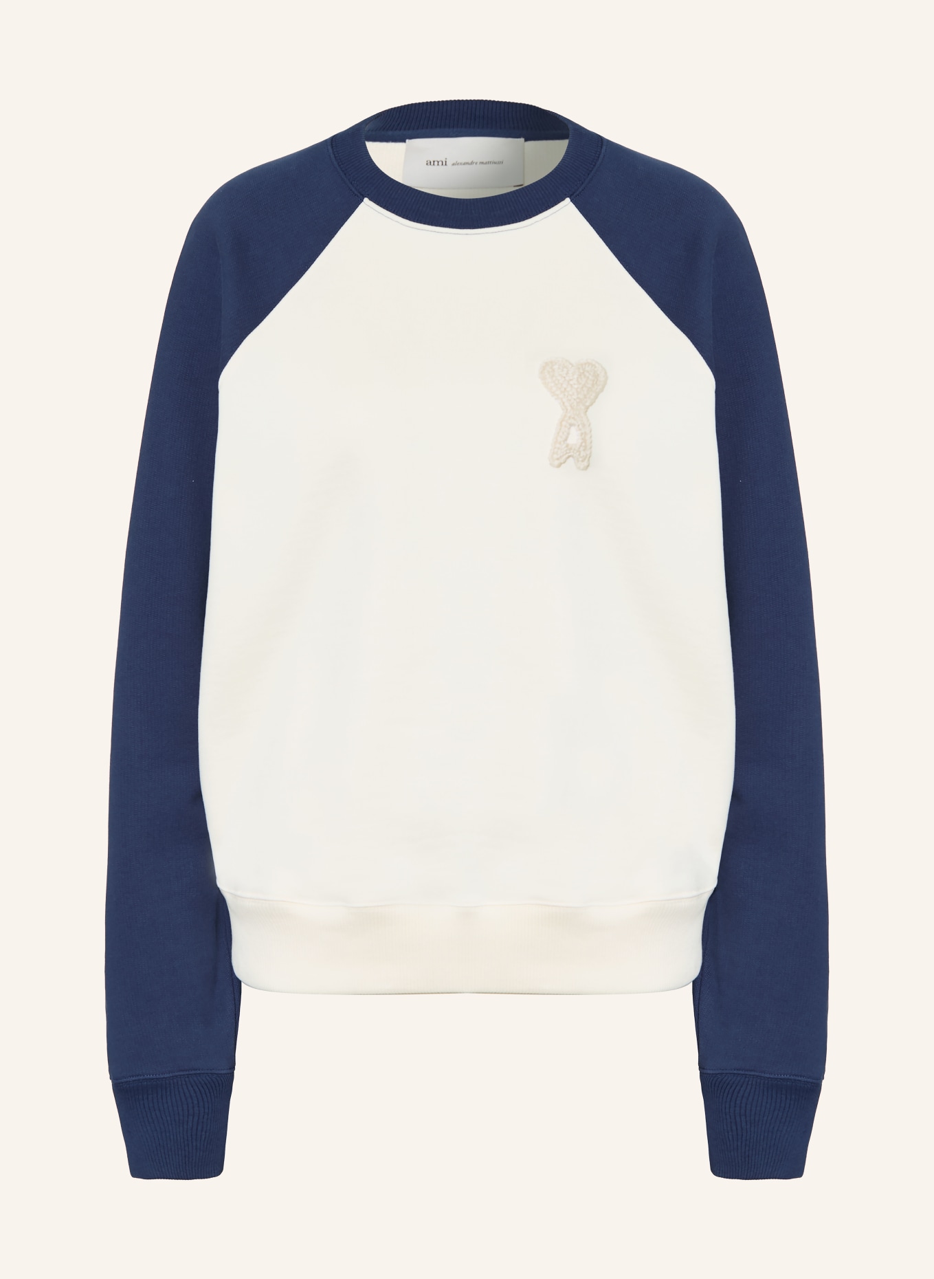 AMI PARIS sweat-shirt: CRÈME / BLEU FONCÉ