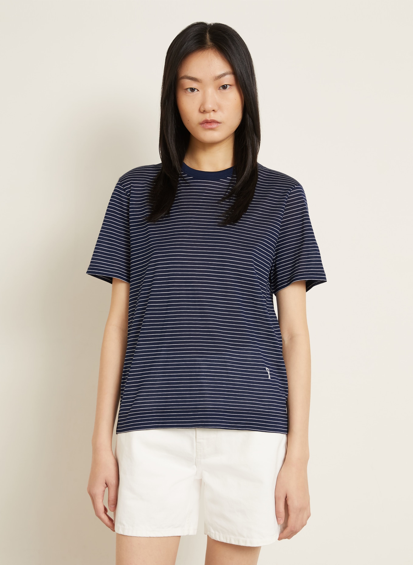 AMI PARIS T-Shirt: DUNKELBLAU / WEISS
