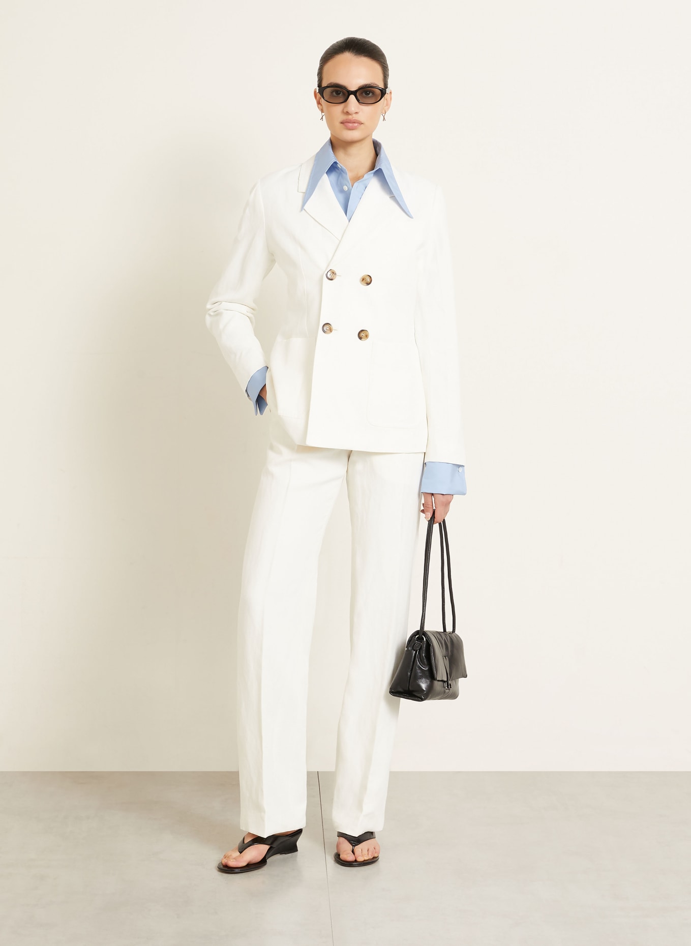 AMI PARIS Blazer van linnen: CRÈME