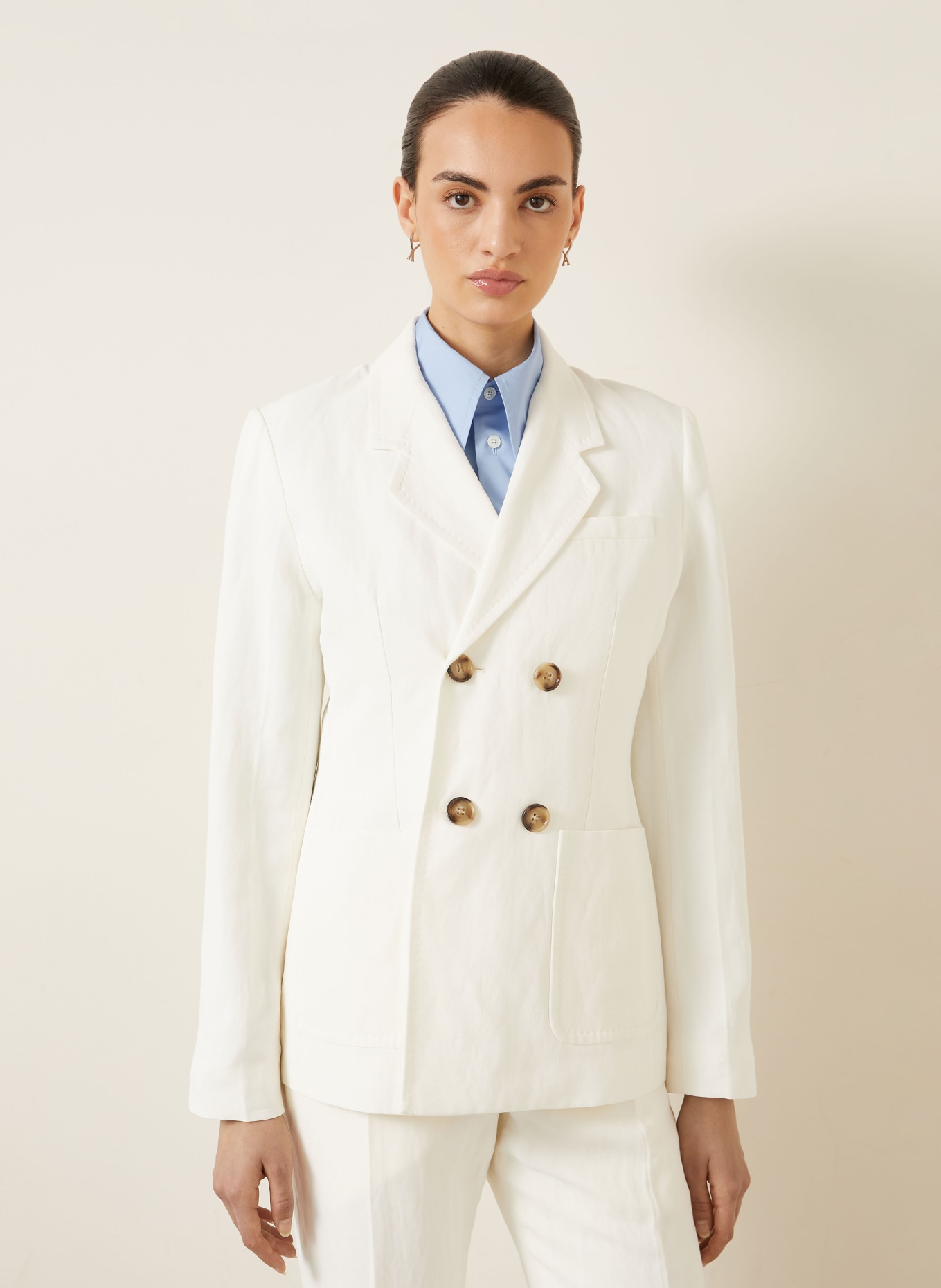 AMI PARIS Blazer van linnen: CRÈME