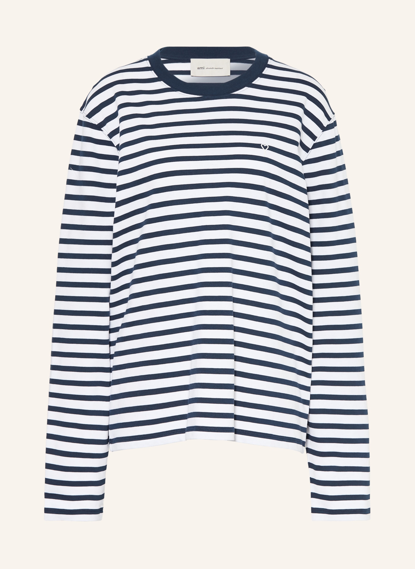 AMI PARIS T-shirt met lange mouwen: DONKERBLAUW / WIT