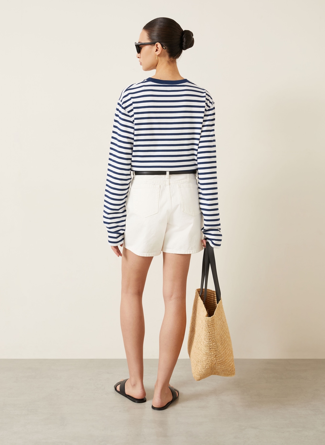 AMI PARIS T-shirt met lange mouwen: DONKERBLAUW / WIT