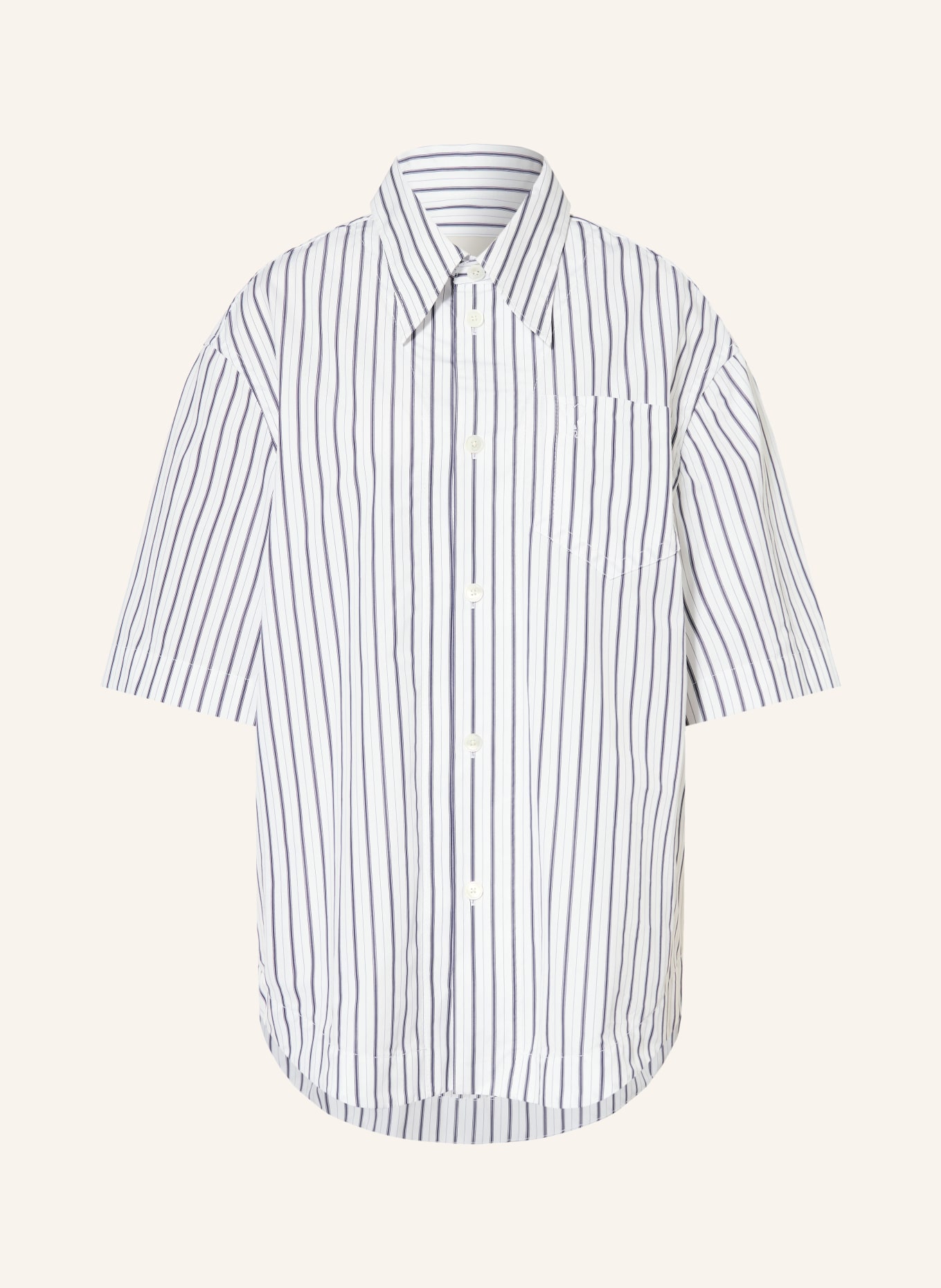 AMI PARIS Oversized-Hemdbluse: WEISS / DUNKELBLAU