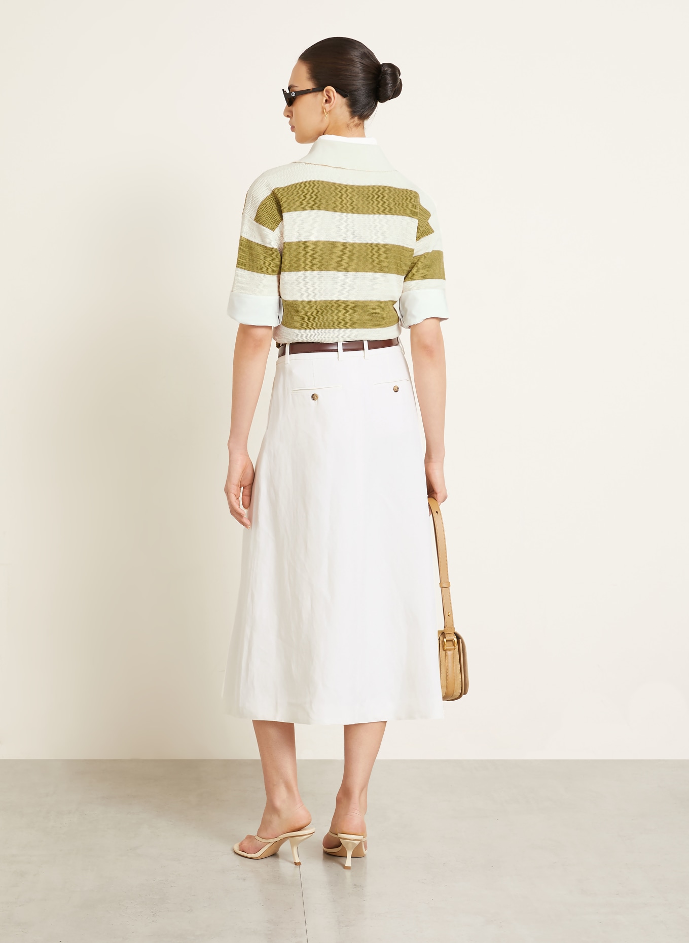 AMI PARIS Gebreid poloshirt: GROEN / CRÈME