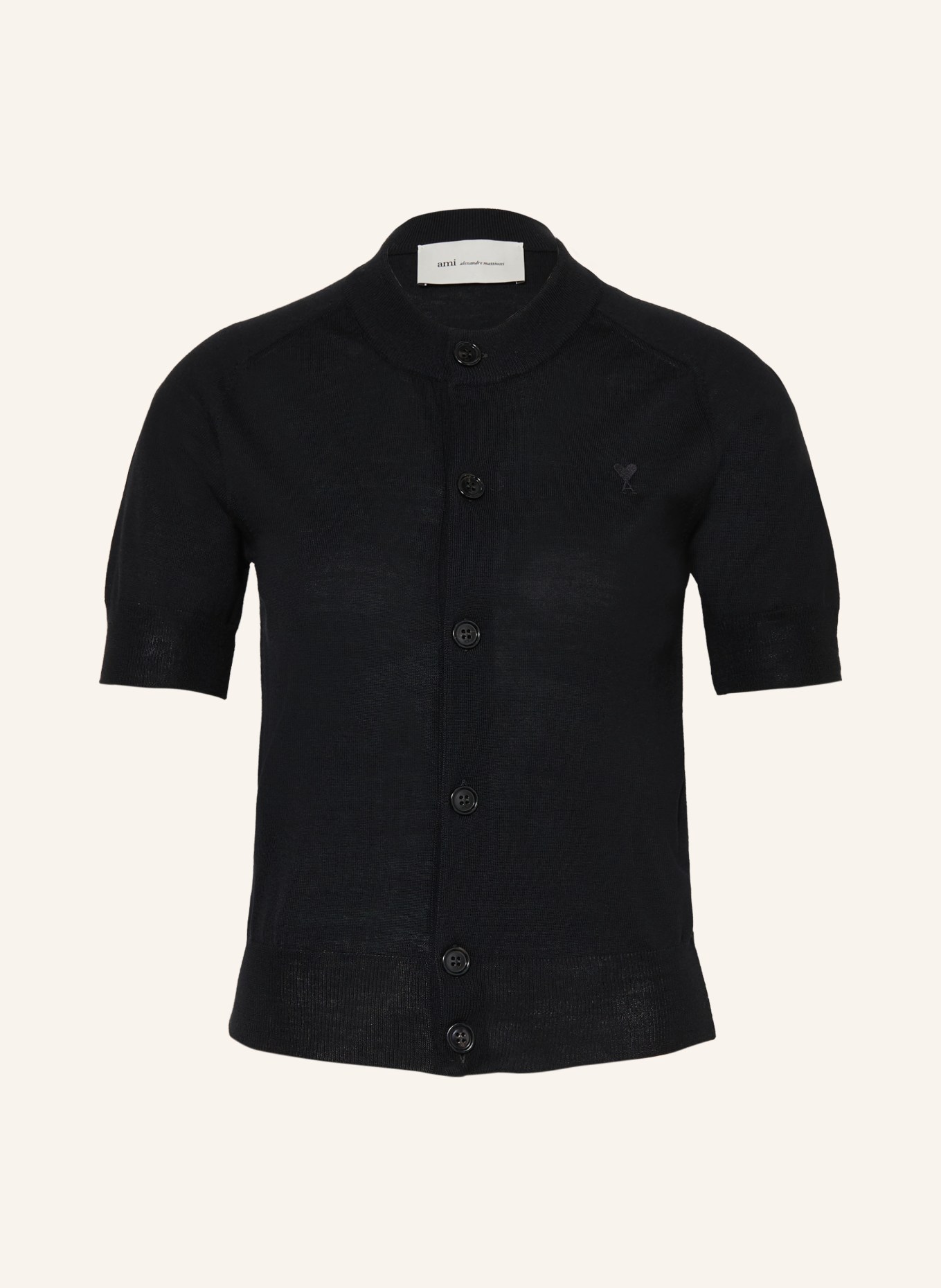 AMI PARIS Cardigan en laine mérinos: NOIR