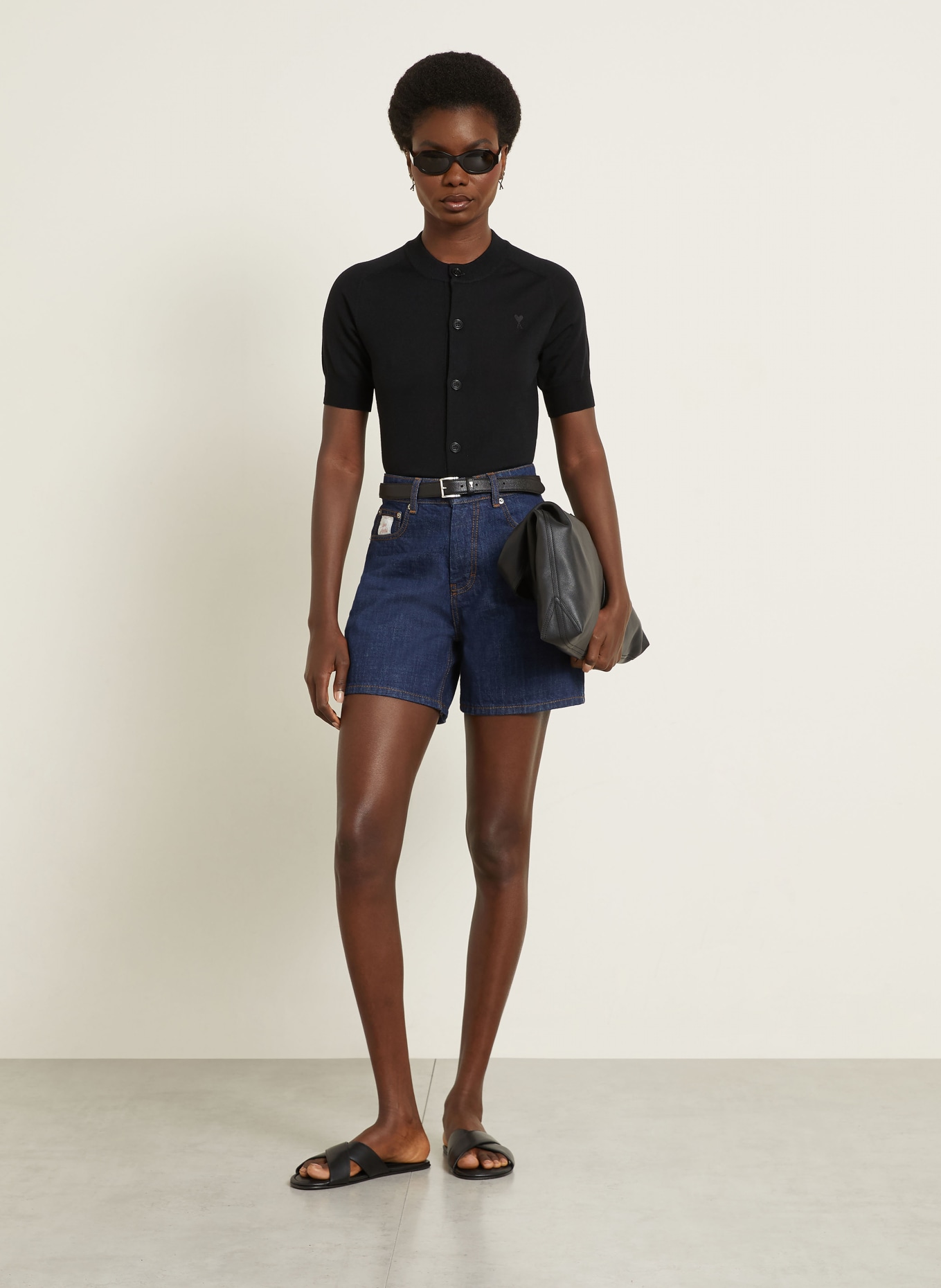 AMI PARIS Cardigan en laine mérinos: NOIR