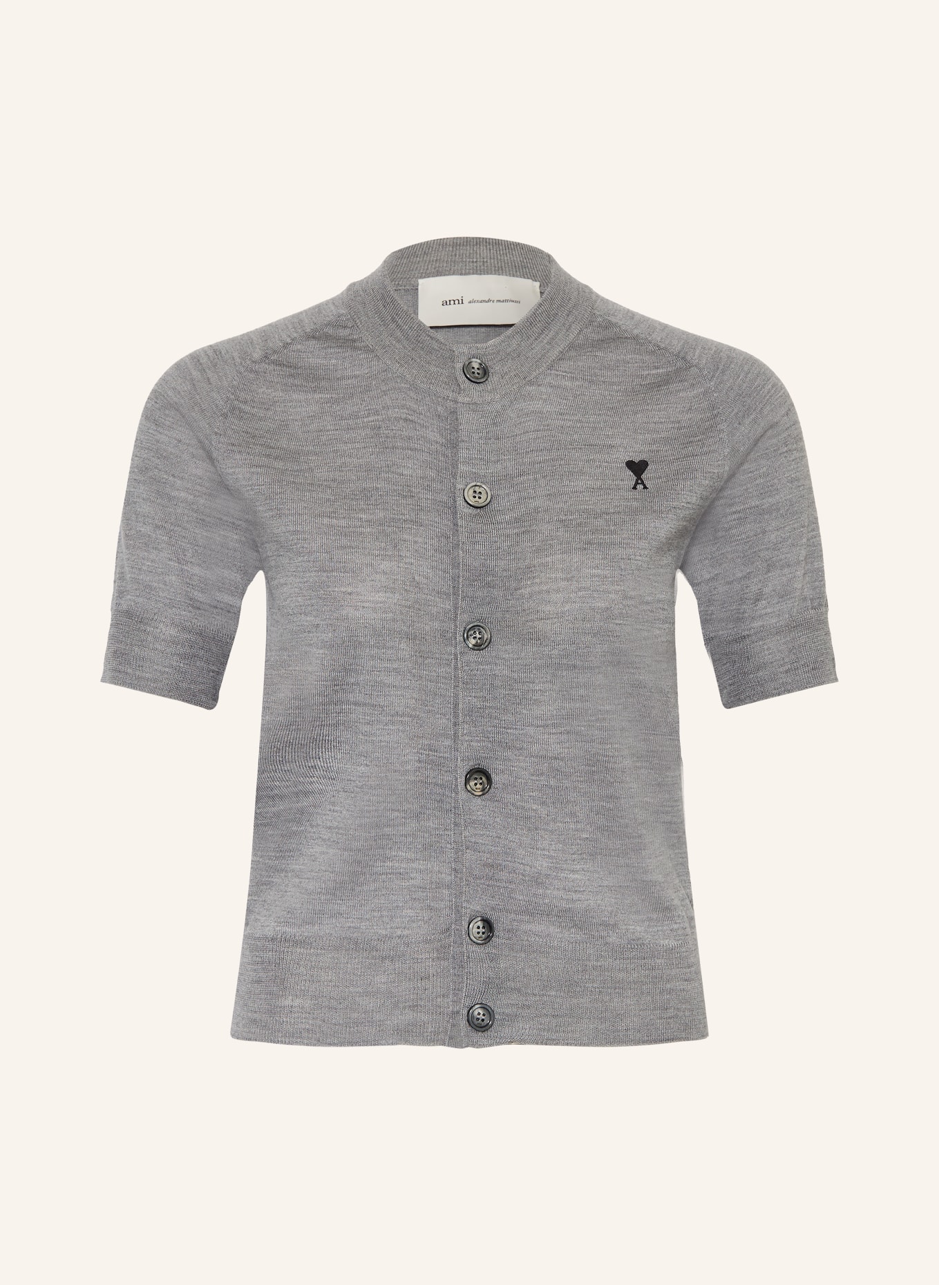 AMI PARIS Strickjacke aus Merinowolle: GRAU / SCHWARZ