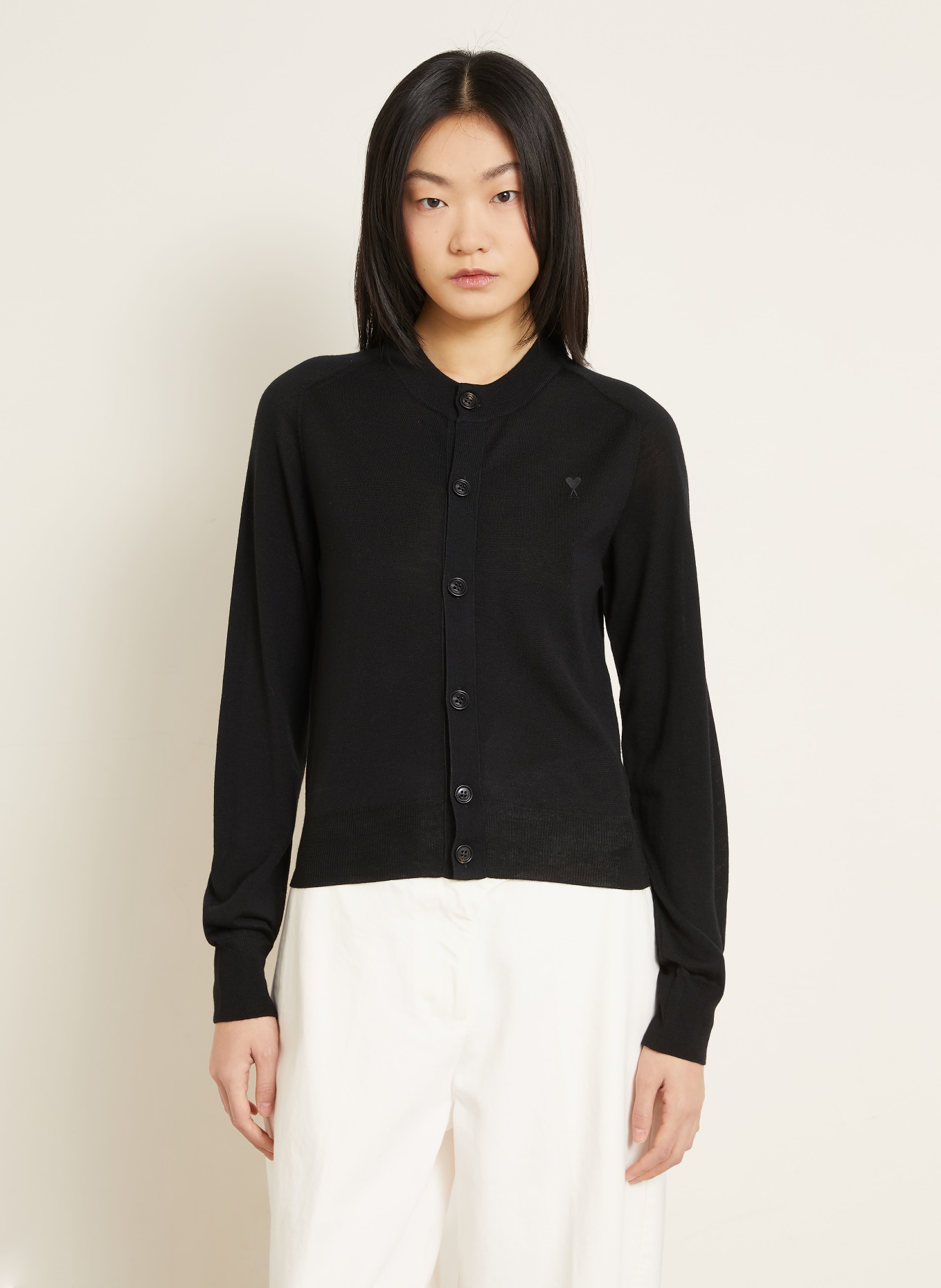 AMI PARIS Strickjacke aus Merinowolle: SCHWARZ