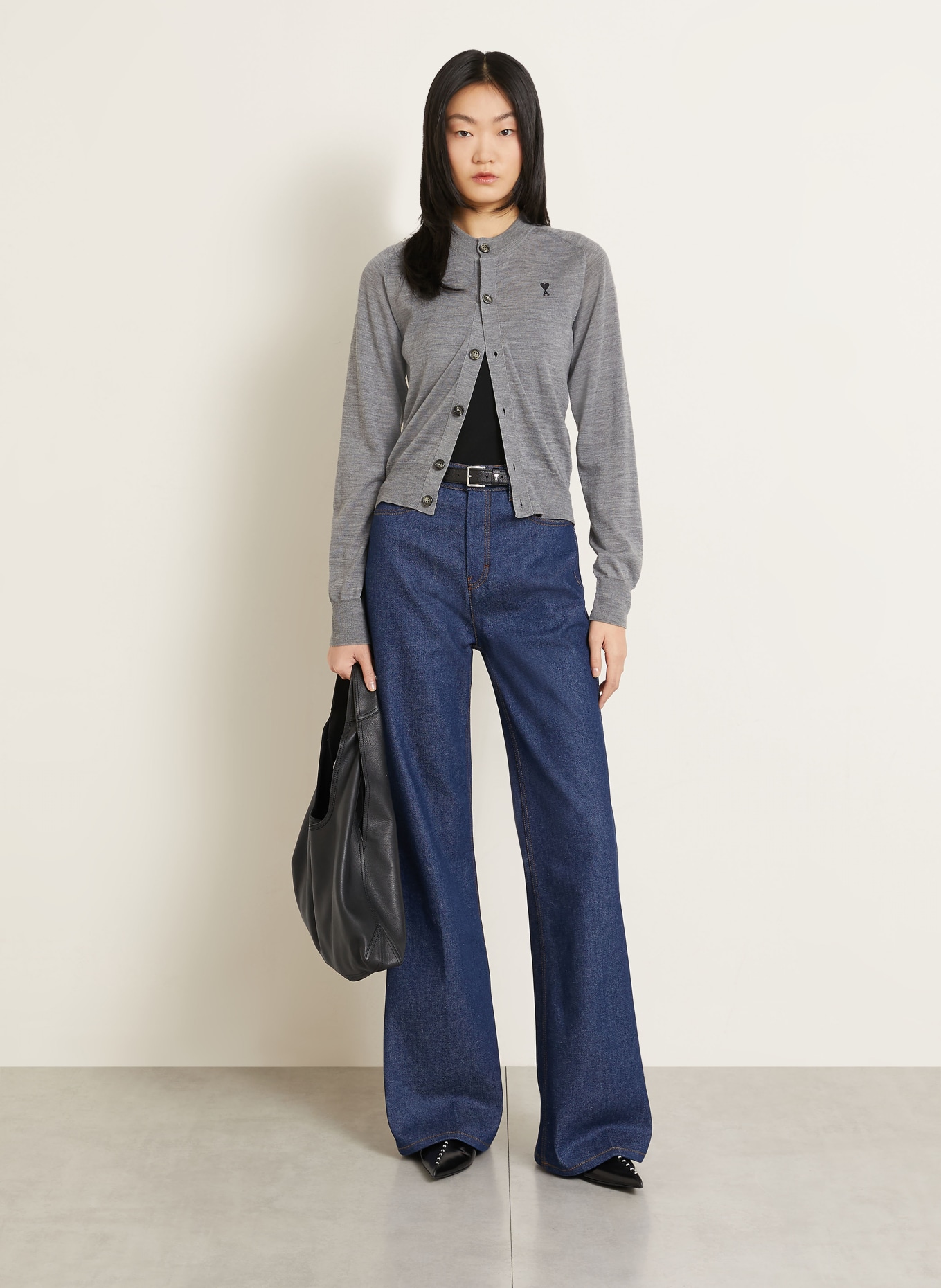 AMI PARIS Strickjacke aus Merinowolle: GRAU