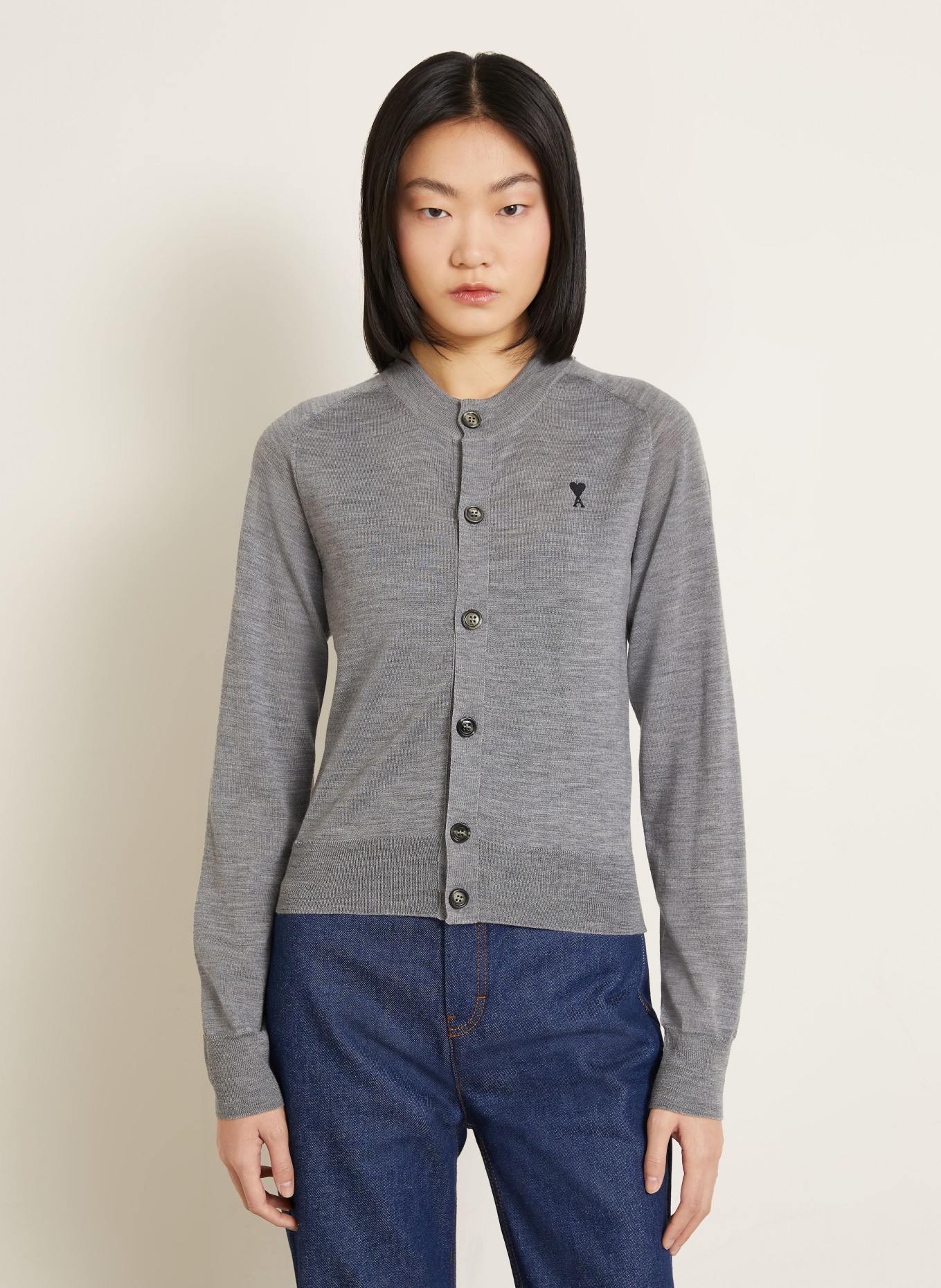 AMI PARIS Strickjacke aus Merinowolle: GRAU