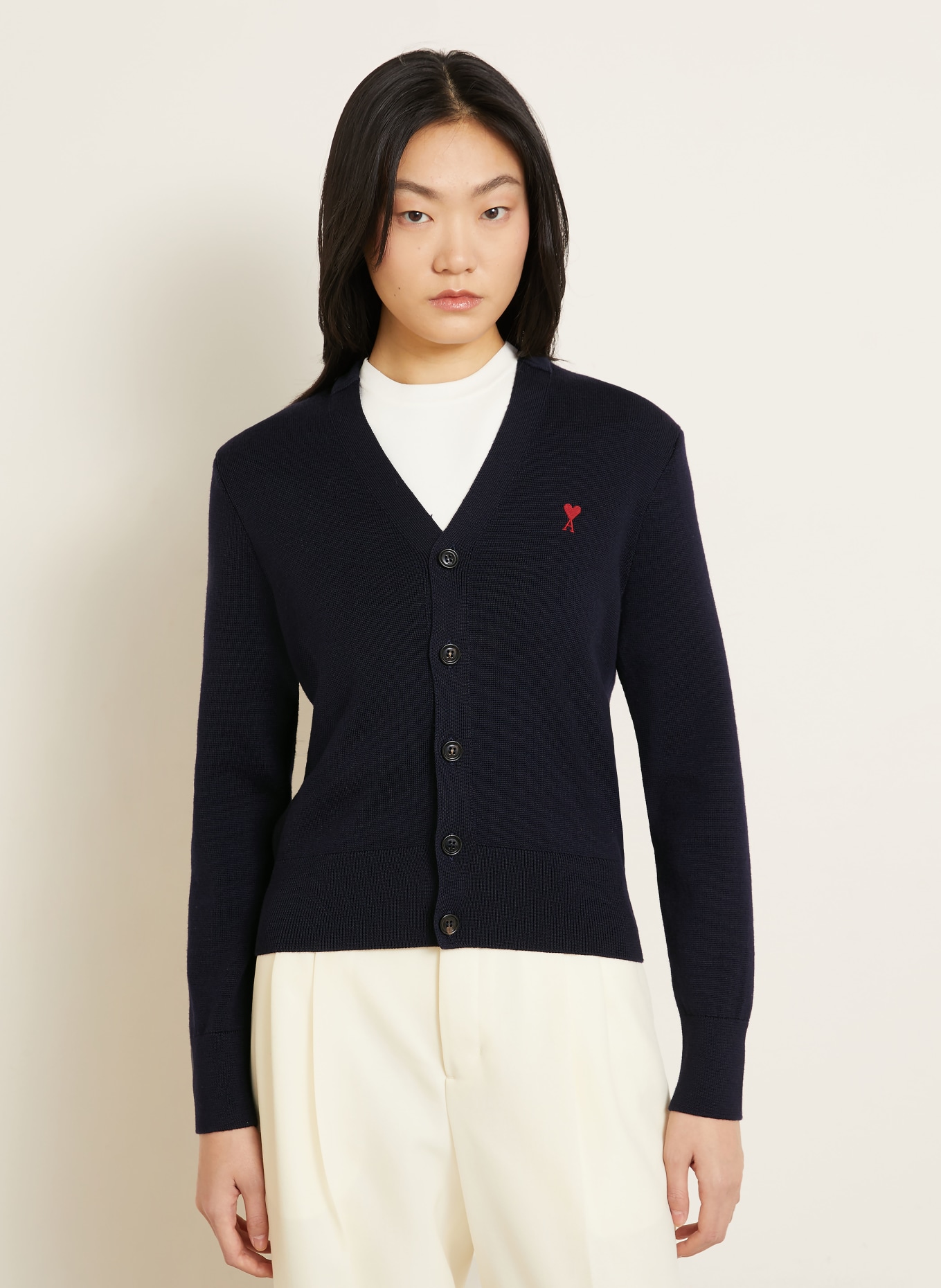 AMI PARIS Sweter z wełny merynosowej: GRANATOWY / CIEMNOCZERWONY