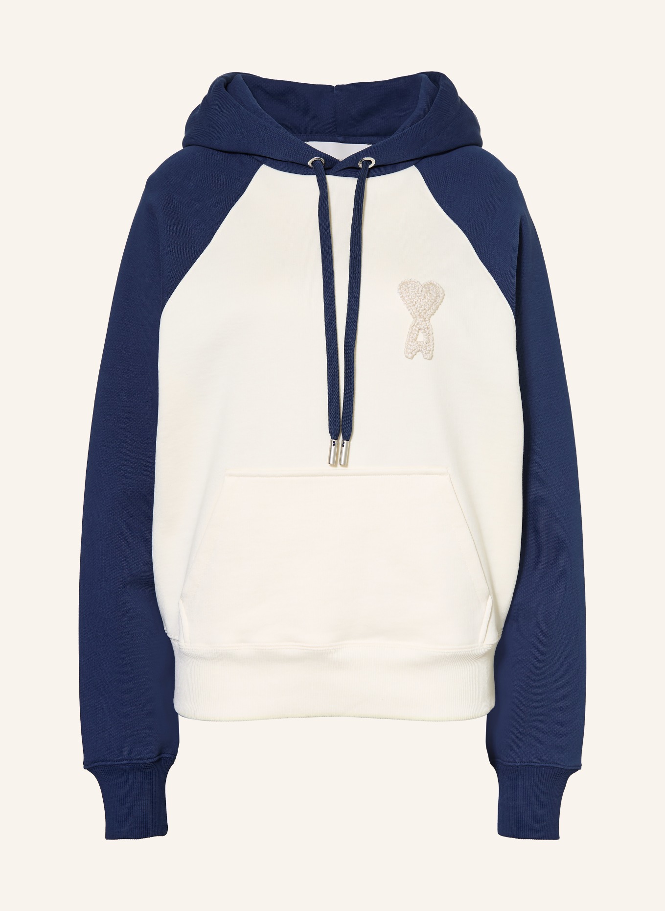AMI PARIS Hoodie: CREME / DUNKELBLAU