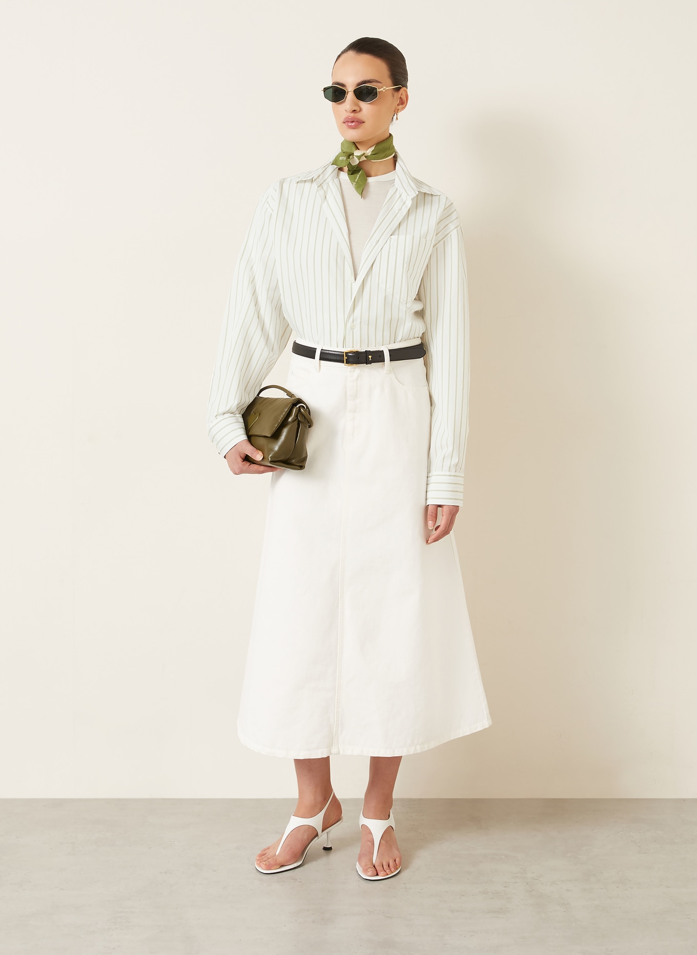 AMI PARIS overhemdblouse: WIT / GROEN