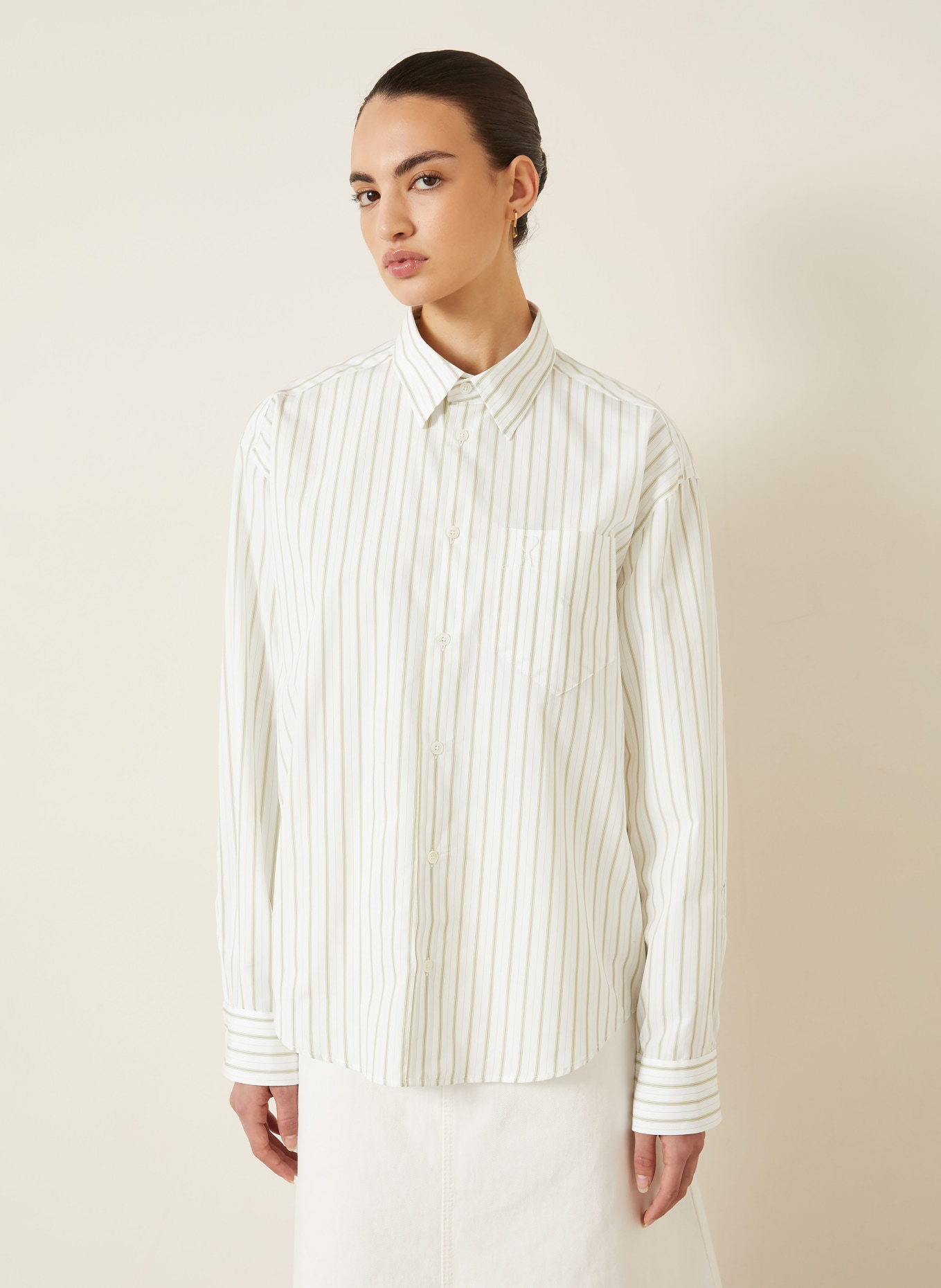 AMI PARIS overhemdblouse: WIT / GROEN