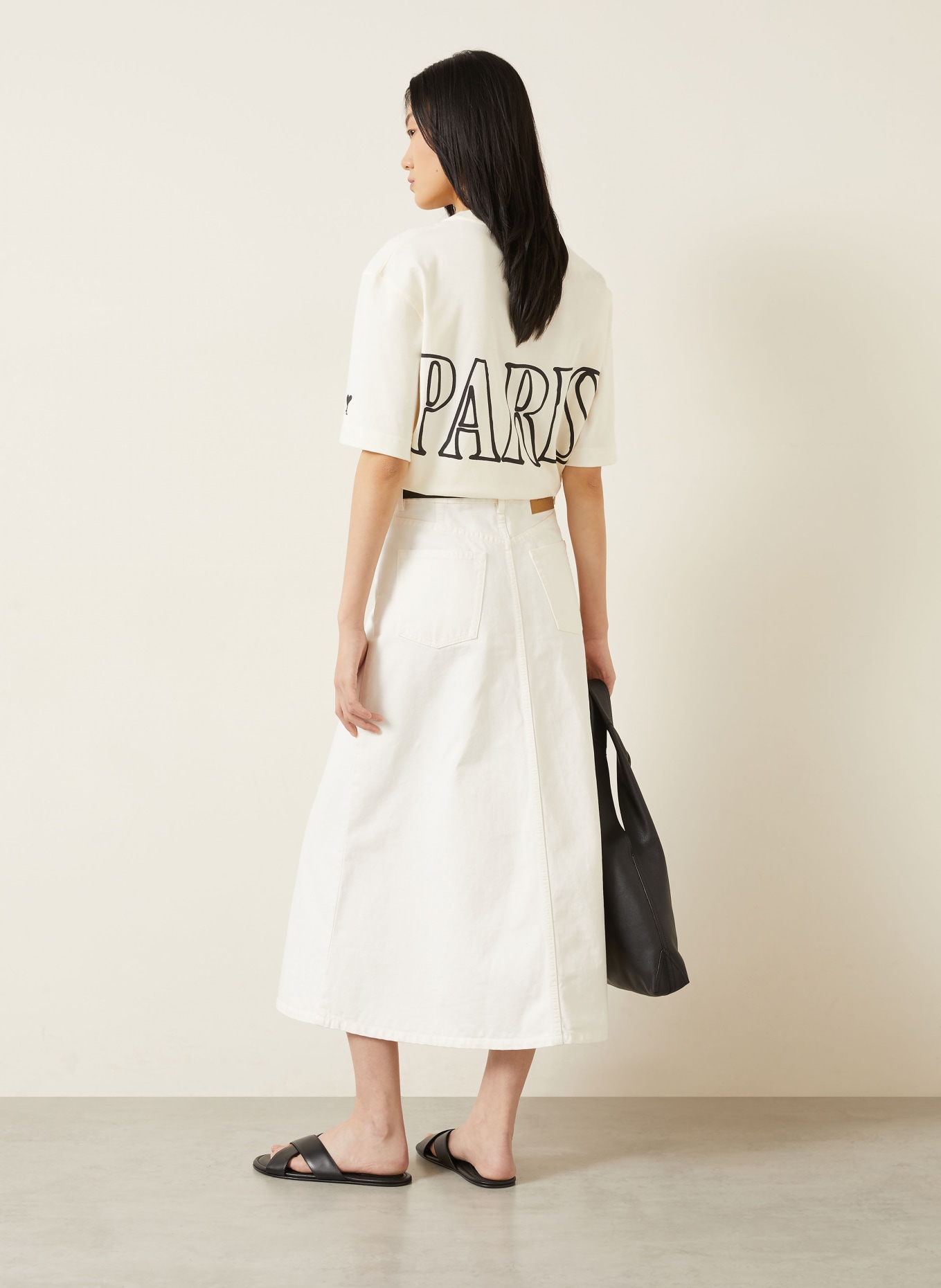 AMI PARIS T-Shirt: CREME / SCHWARZ