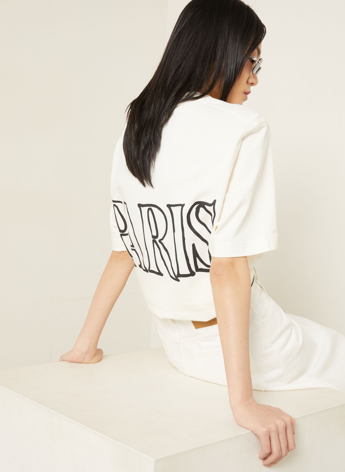 AMI PARIS T-Shirt: CREME / SCHWARZ