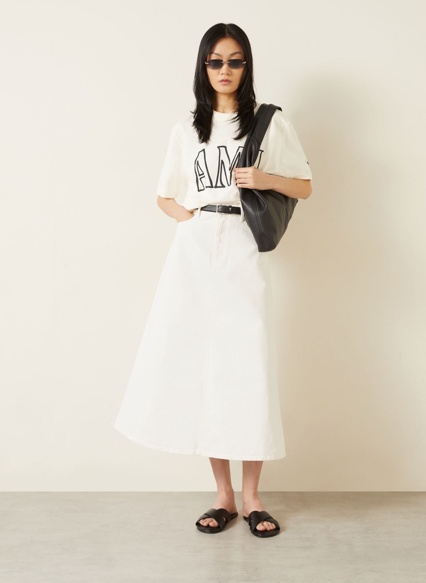 AMI PARIS Jeansrock: CREME