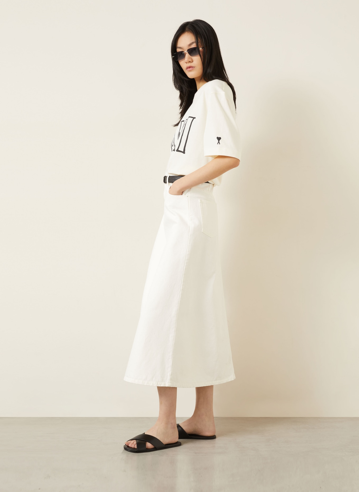 AMI PARIS Jeansrock: CREME