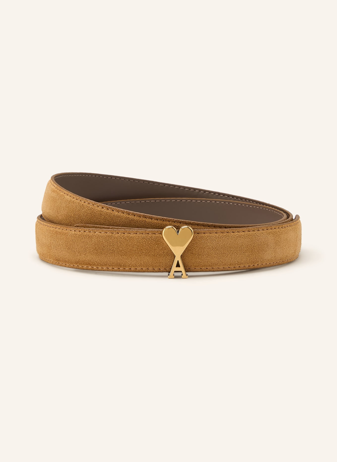 AMI PARIS leather belt: CAMEL / GOLD