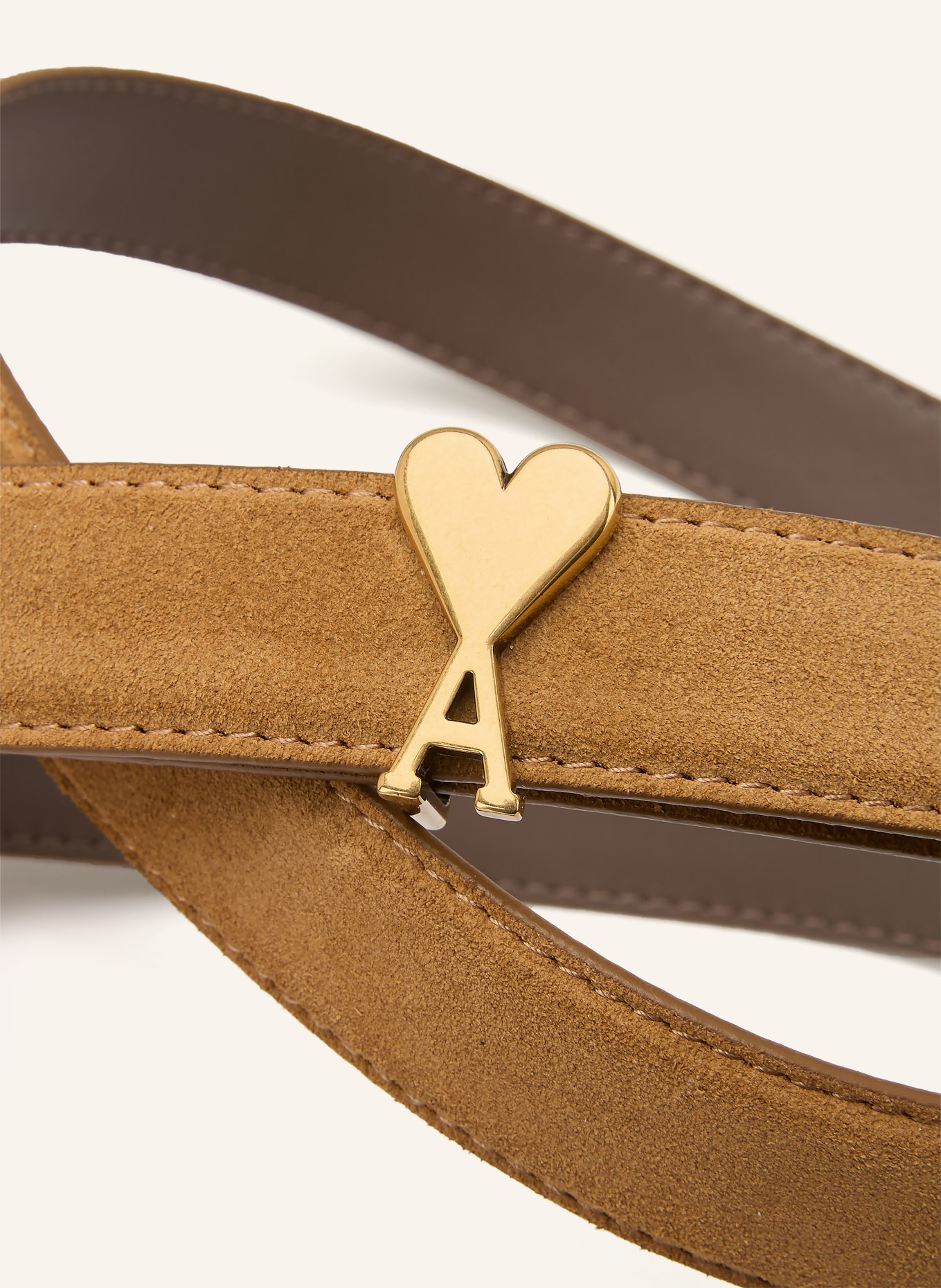 AMI PARIS leather belt: CAMEL / GOLD