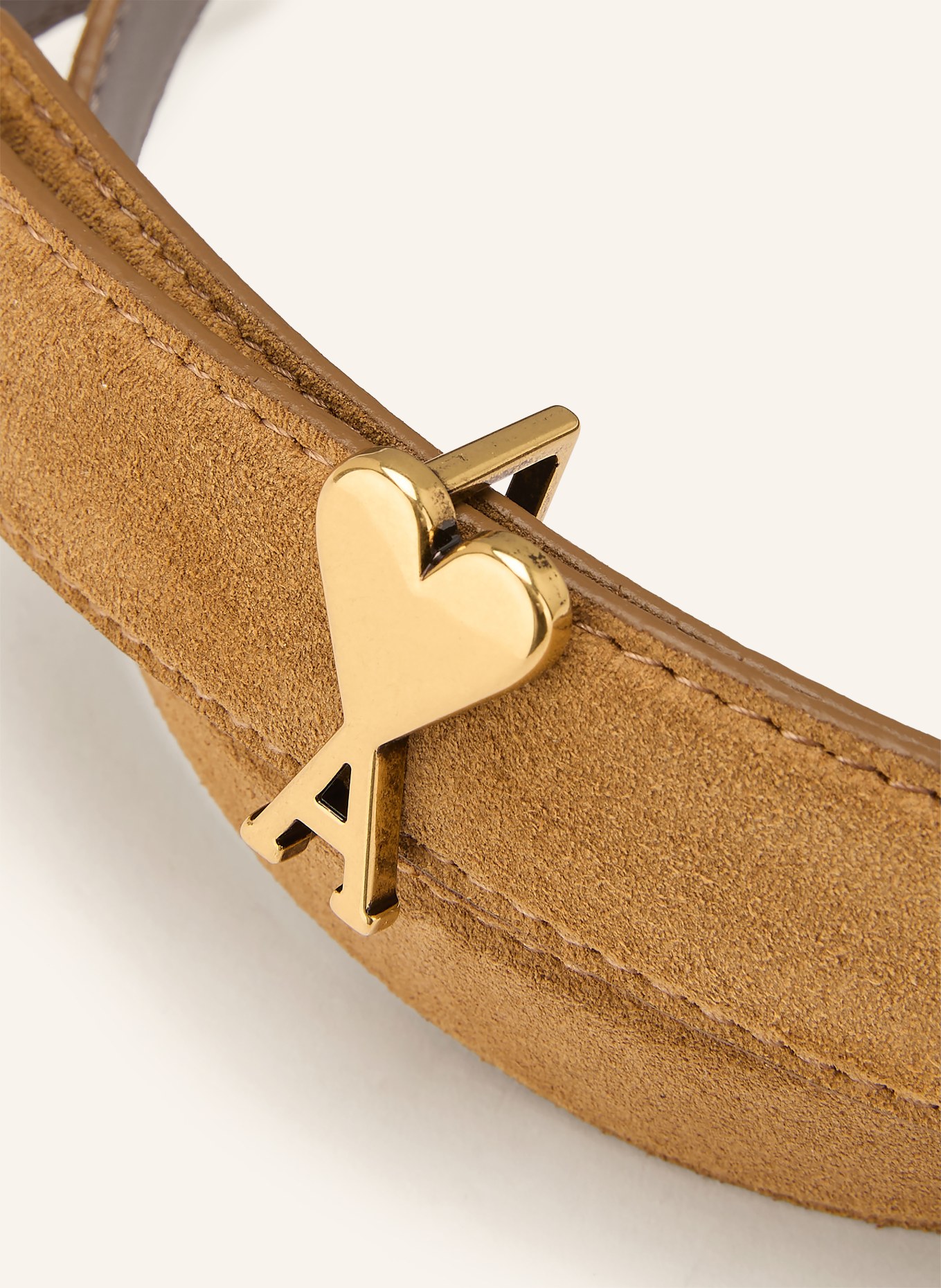 AMI PARIS leather belt: CAMEL / GOLD
