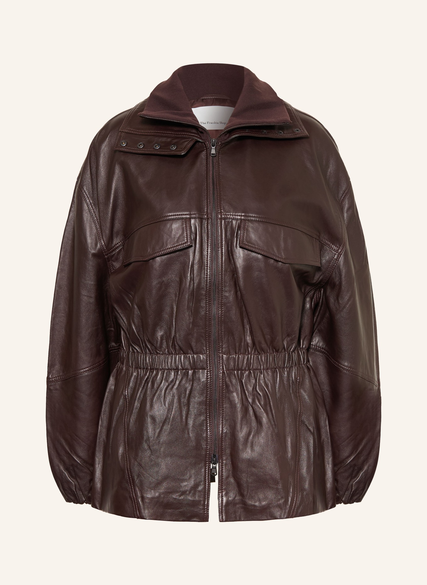 The Frankie Shop Veste en cuir CARNABY: MARRON FONCÉ