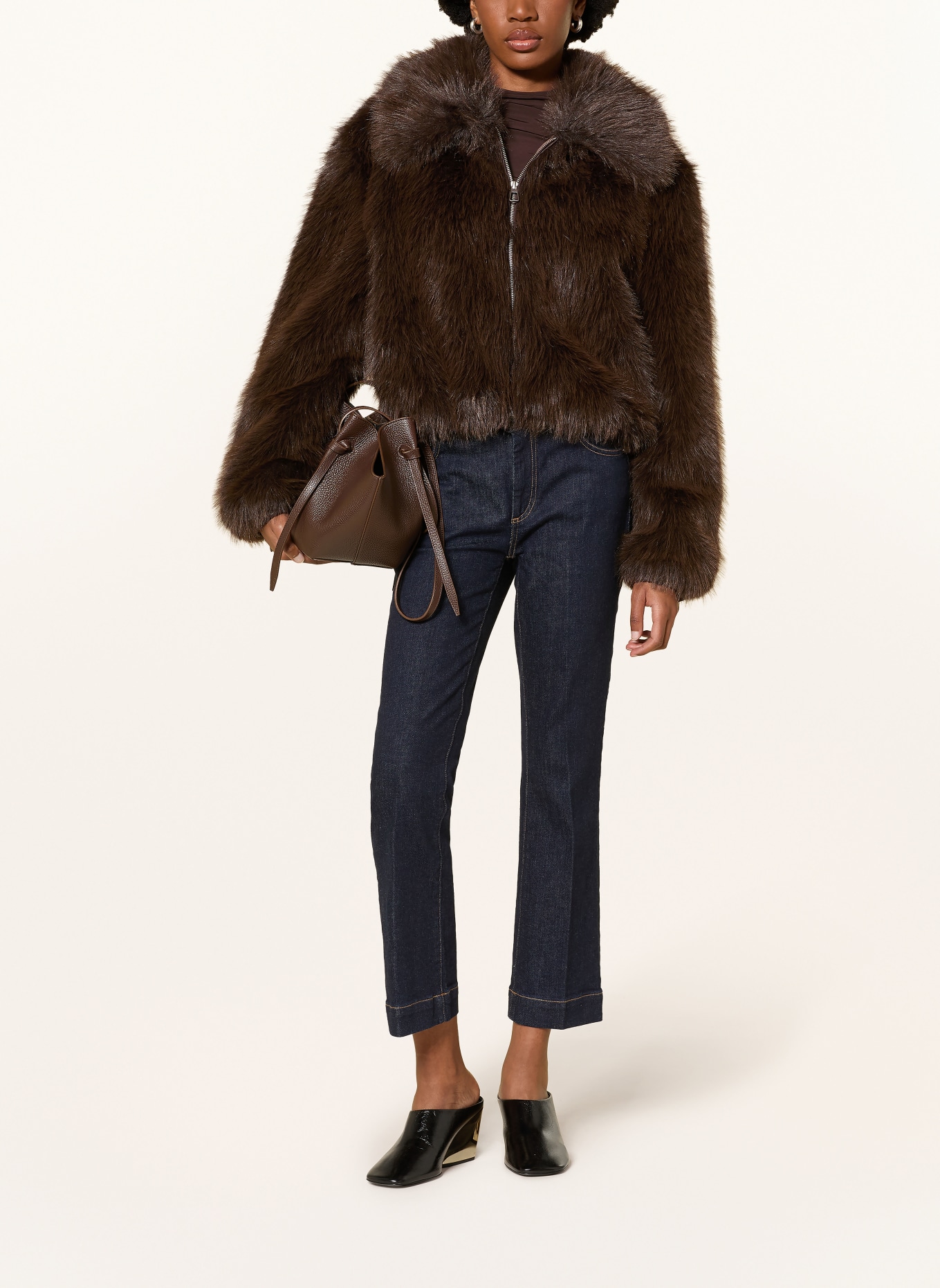 The Frankie Shop Kunstfell-Jacke HOPE: DUNKELBRAUN