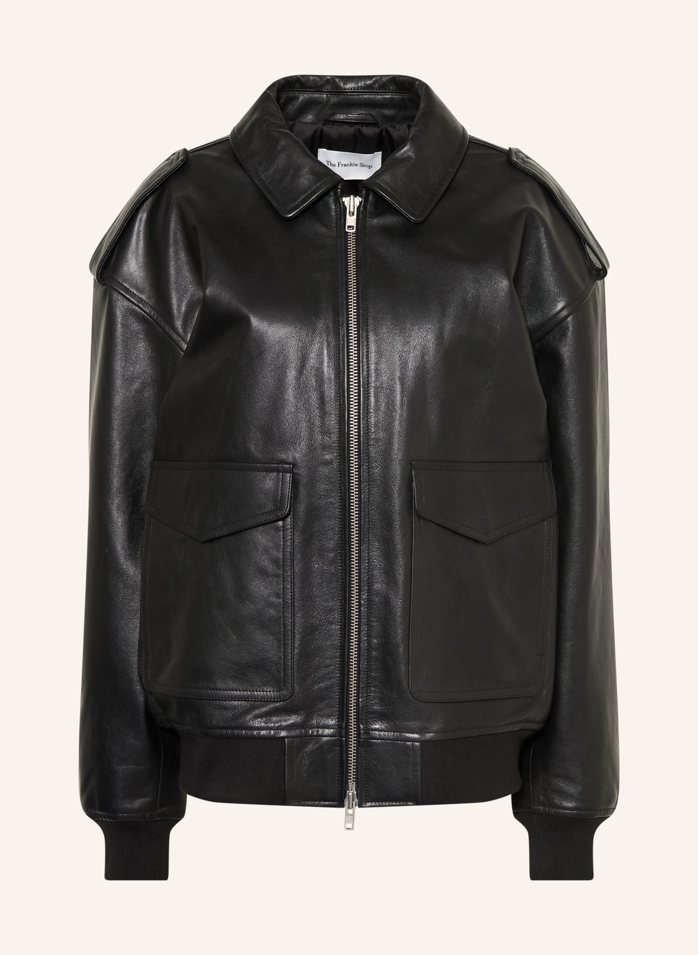 The Frankie Shop Oversized-Lederblouson VIPER: SCHWARZ
