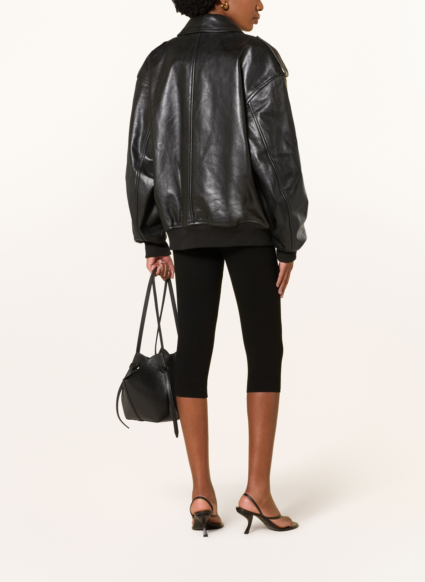 The Frankie Shop Oversized-Lederblouson VIPER: SCHWARZ