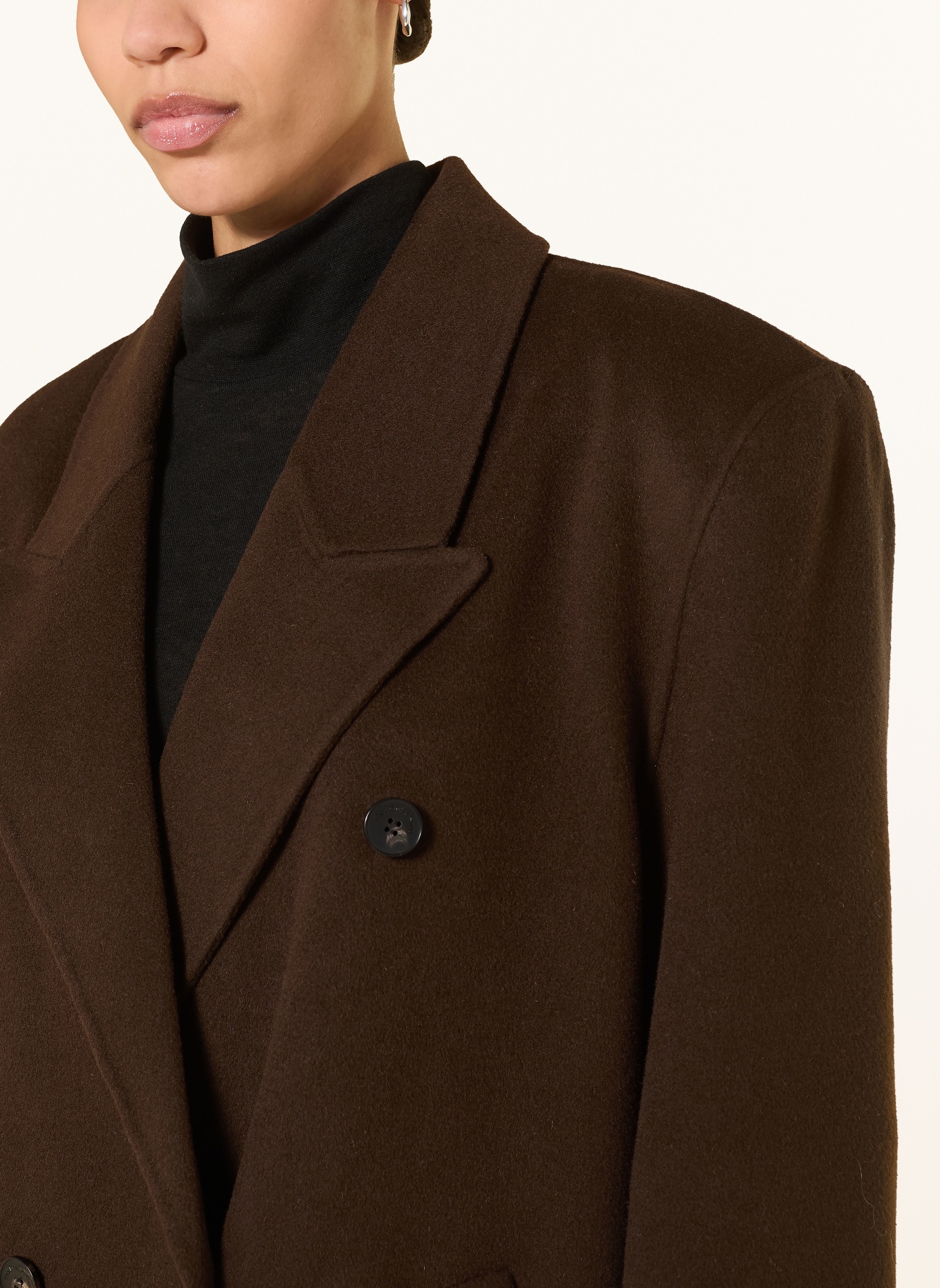 The Frankie Shop GAIA wool coat: DARK BROWN