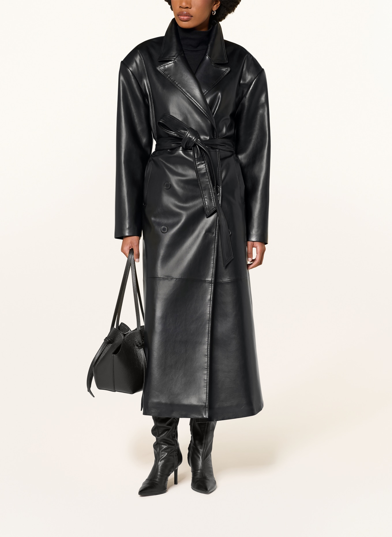 The Frankie Shop Trench-coat TINA aspect cuir: NOIR