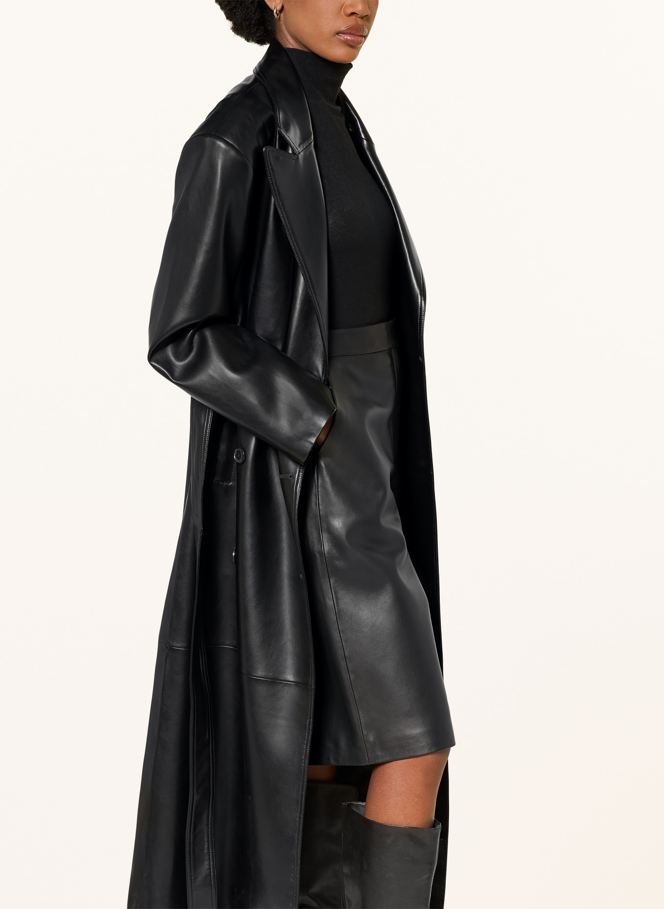 The Frankie Shop Trench-coat TINA aspect cuir: NOIR